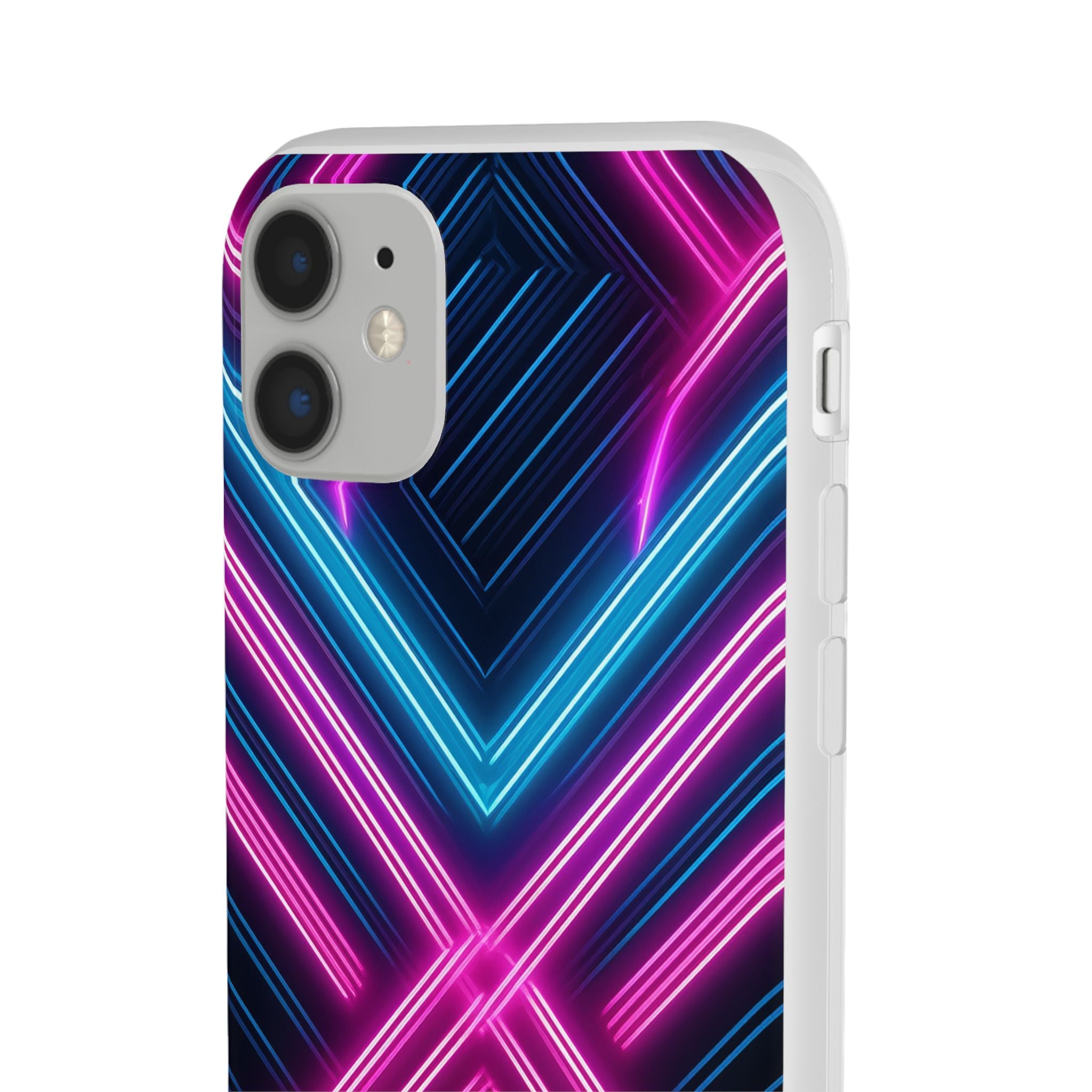 Neon Geometric Phone Case – Retro Vibes Blue & Pink Flexi Case