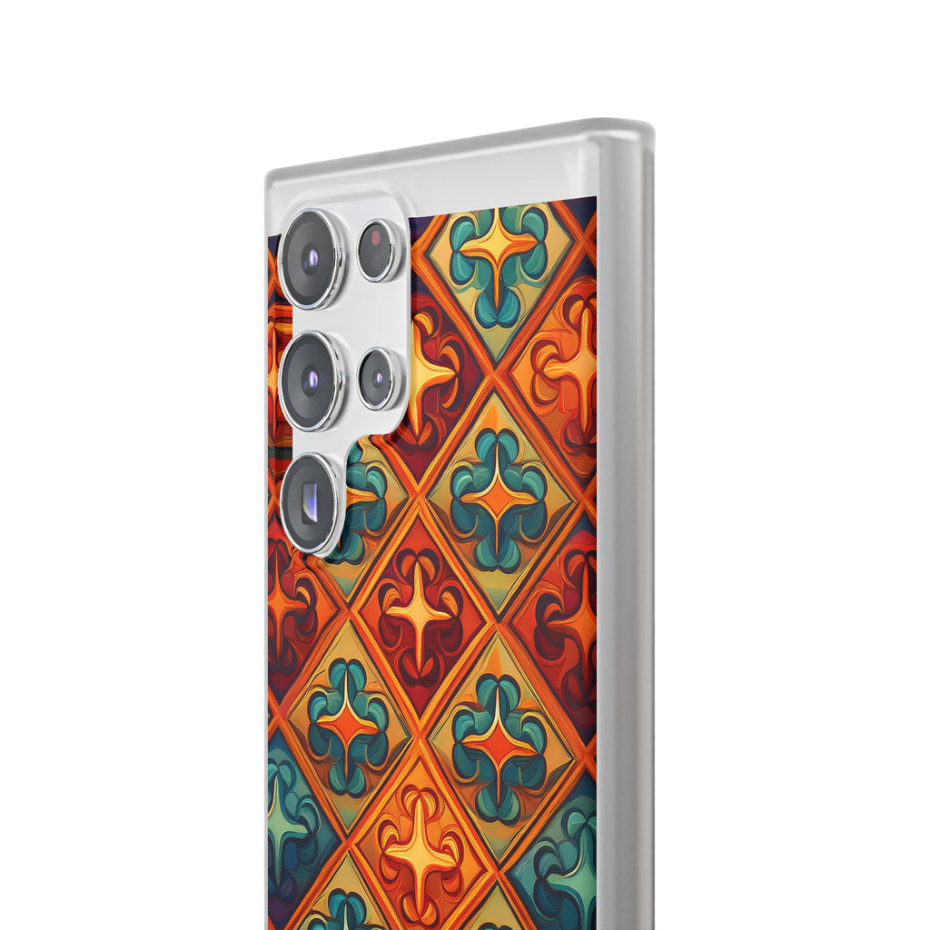 Vintage Tile Pattern Phone Case — Retro Moroccan Geometric Flexi Case