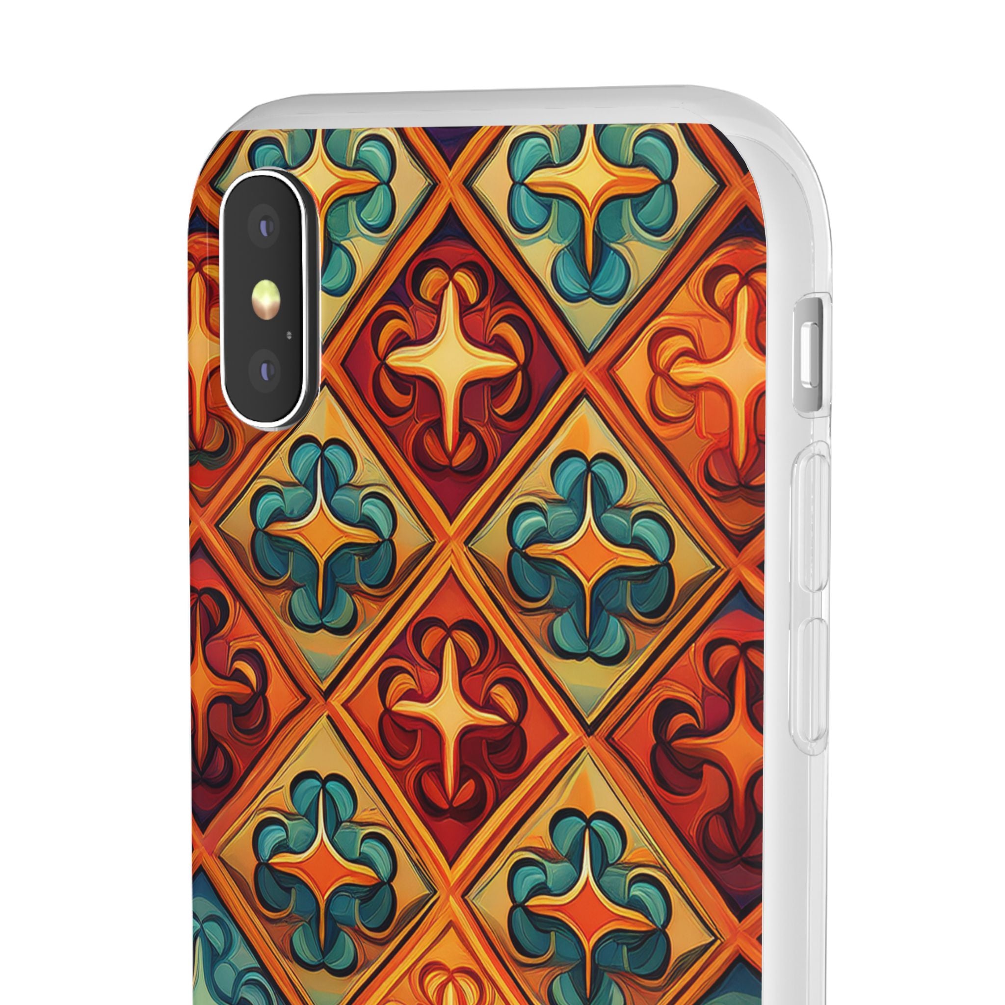 Vintage Tile Pattern Phone Case — Retro Moroccan Geometric Flexi Case
