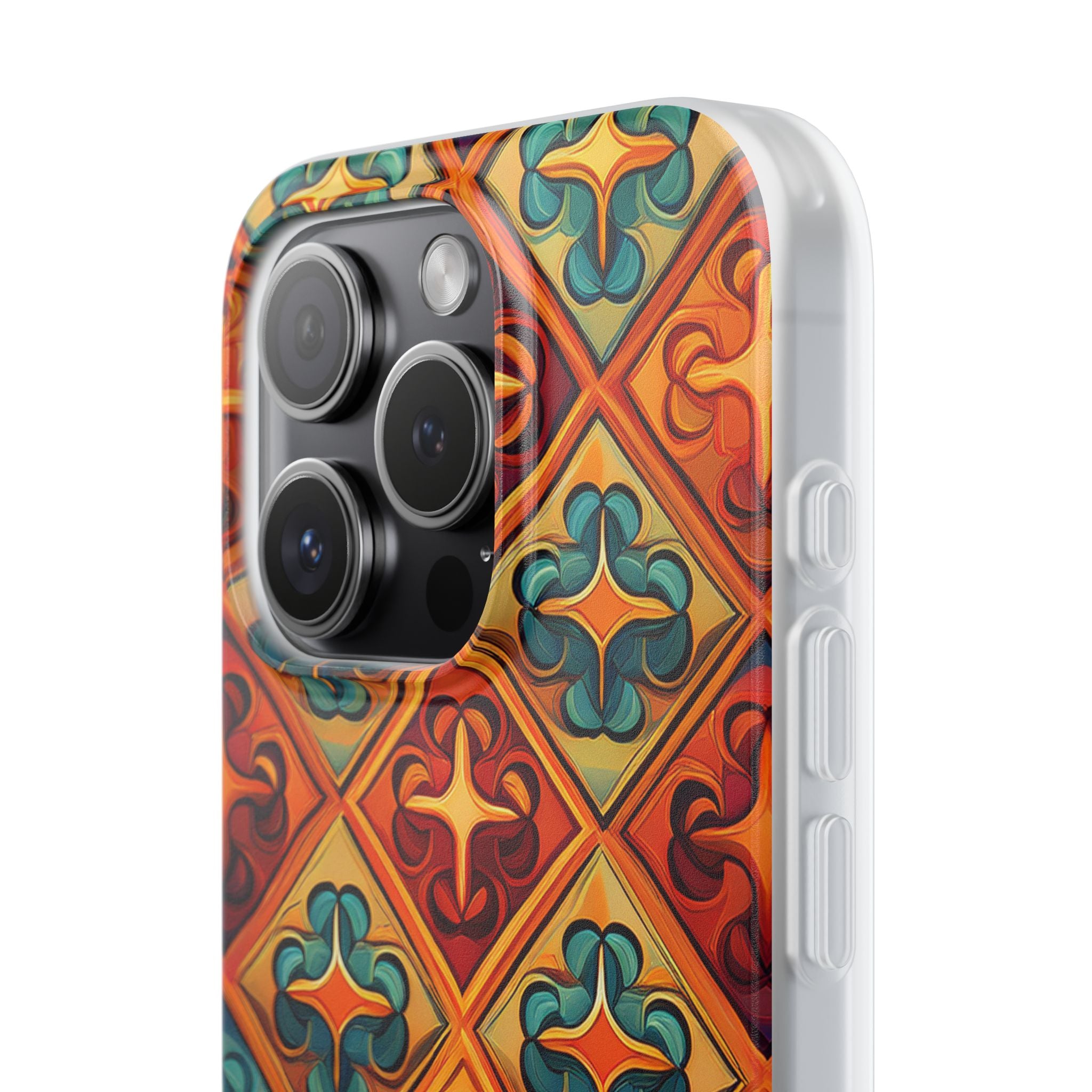 Vintage Tile Pattern Phone Case — Retro Moroccan Geometric Flexi Case