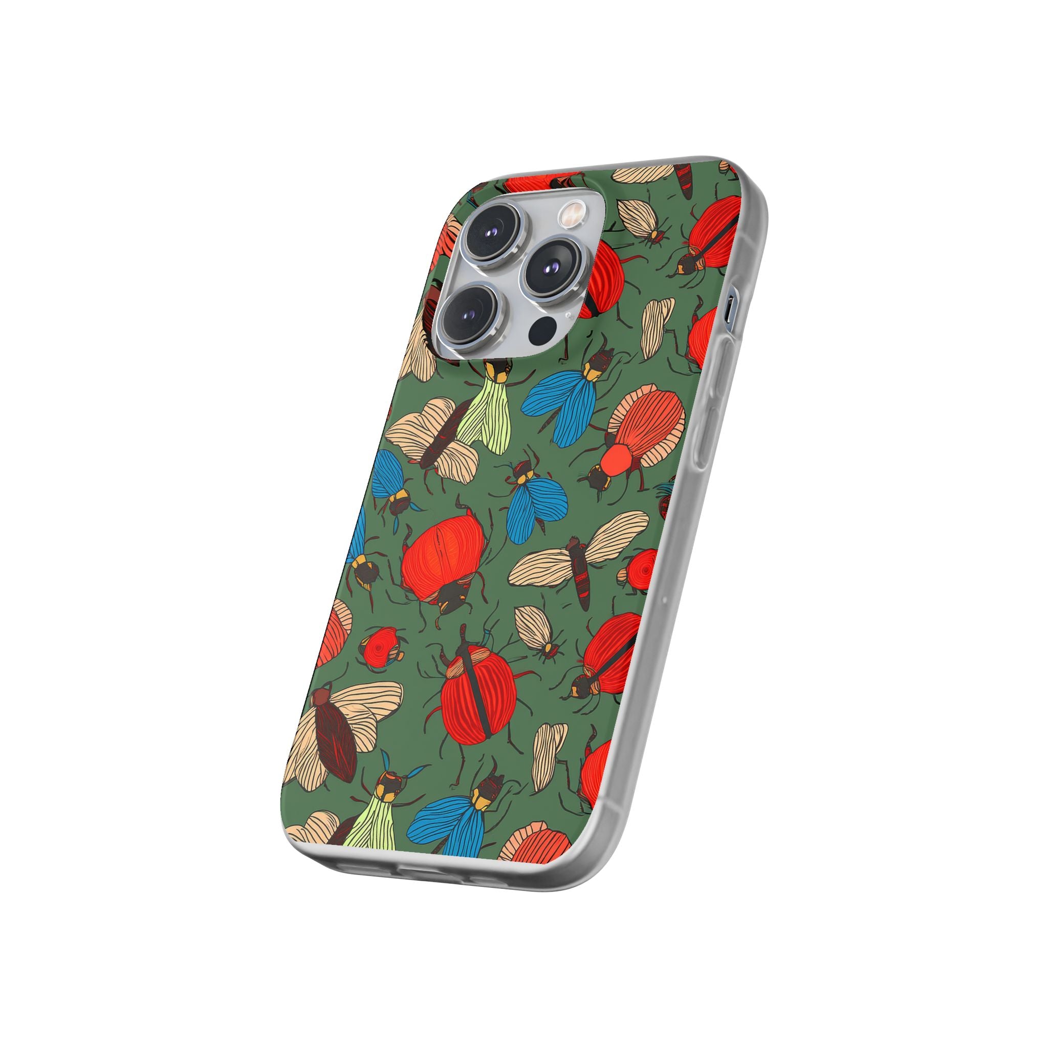 Bug Pattern Phone Case — Colorful Beetles & Flies Design