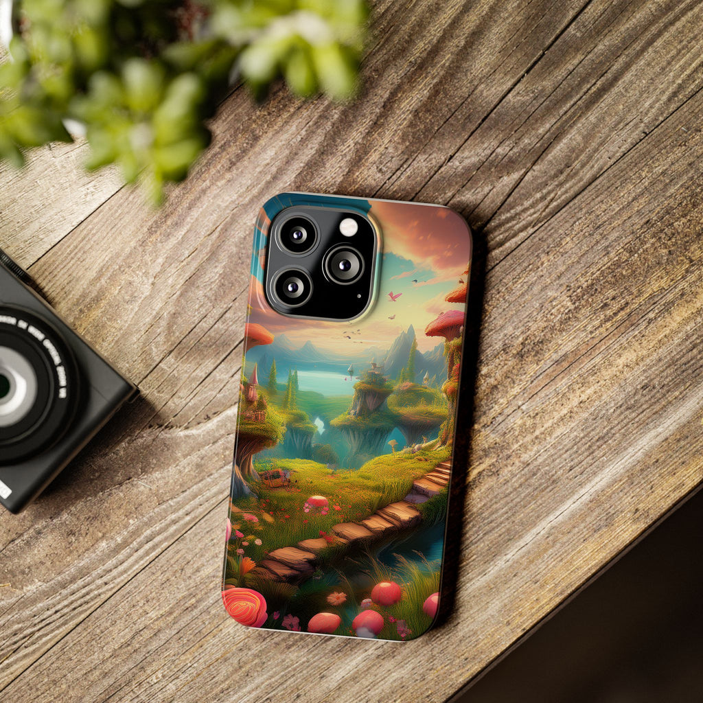 Fantasy Landscape Slim Phone Case — Enchanted Mushroom Path