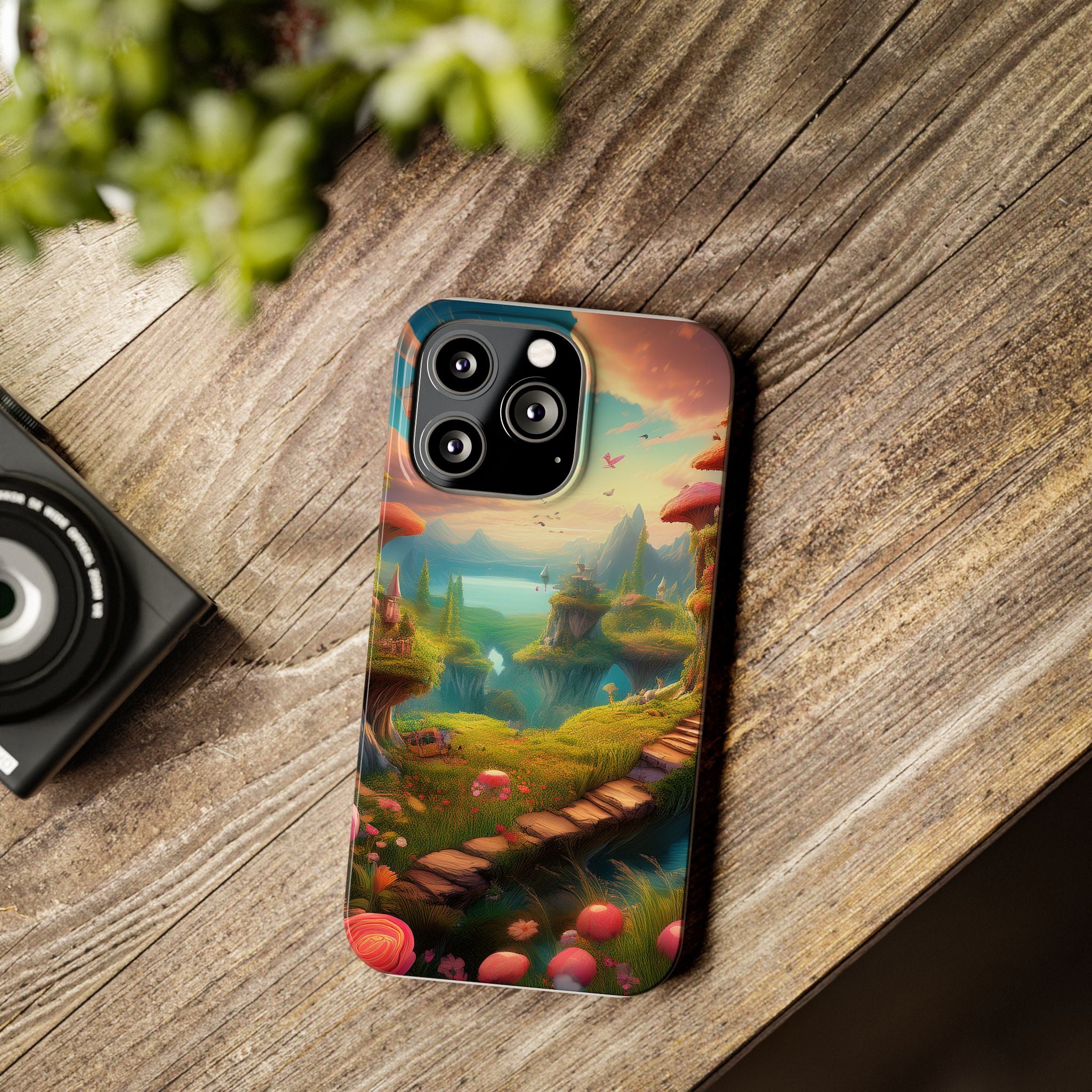 Fantasy Landscape Slim Phone Case — Enchanted Mushroom Path