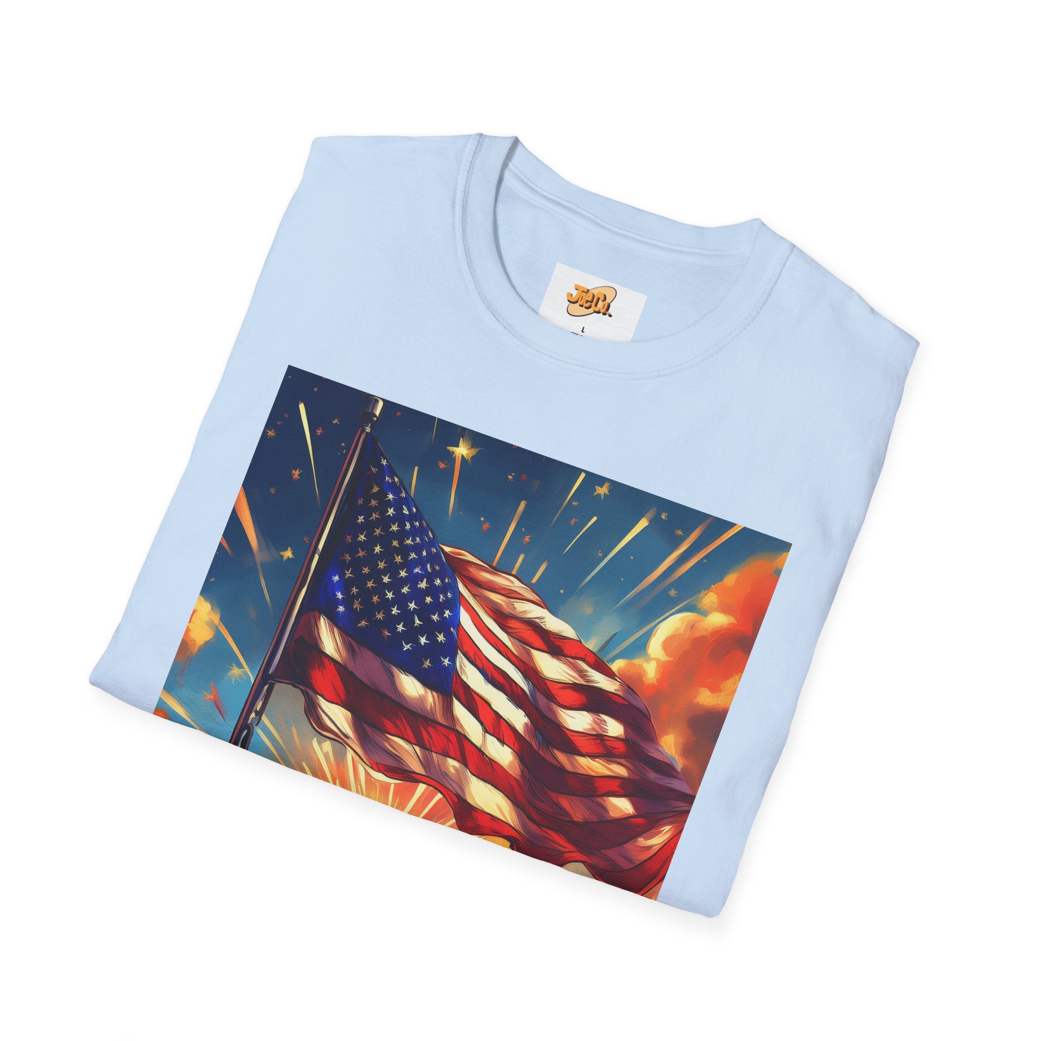 American Flag Sunrise T-Shirt — Patriotic USA Sunset Graphic Tee
