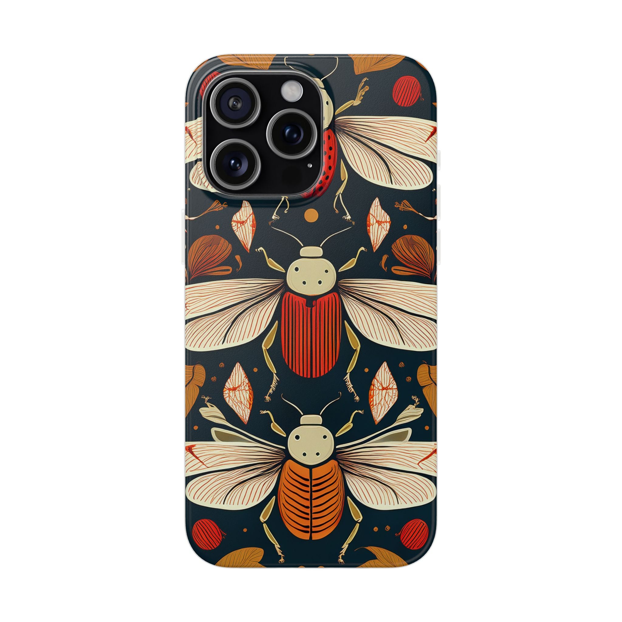 Bug Pattern Phone Case — Vintage Floral Firefly Design