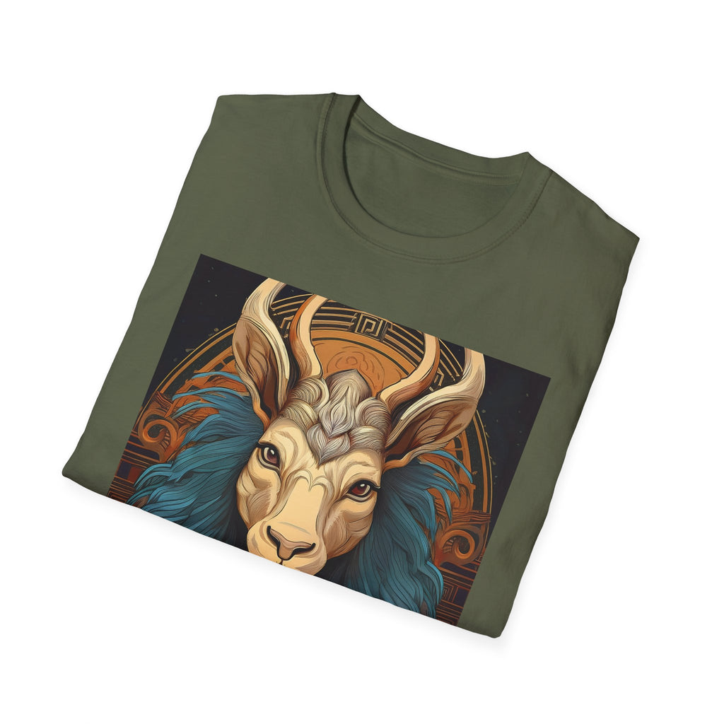 Mythic Ram Graphic T-Shirt — Ornate Zodiac/Leo-Inspired Art
