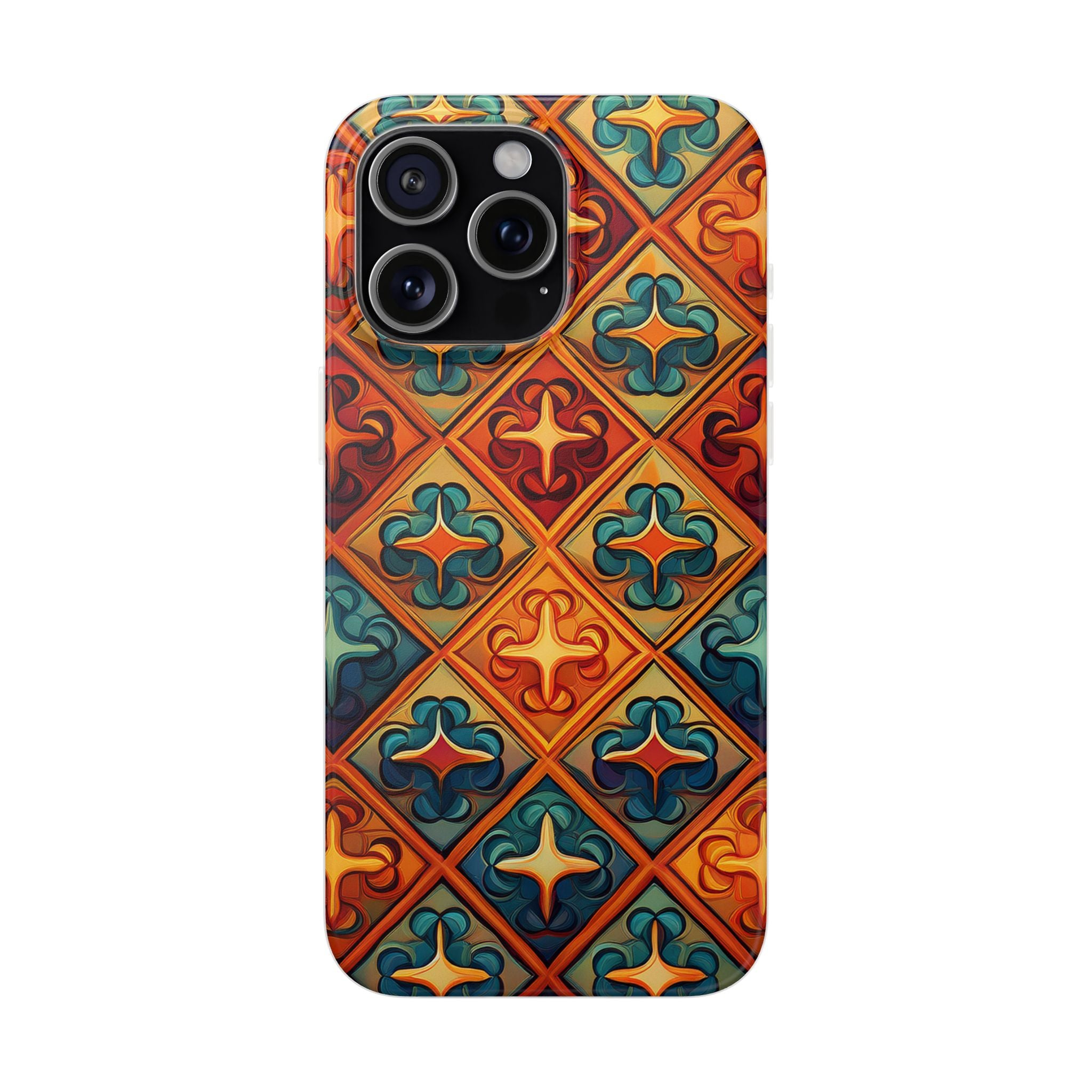 Vintage Tile Pattern Phone Case — Retro Moroccan Geometric Flexi Case