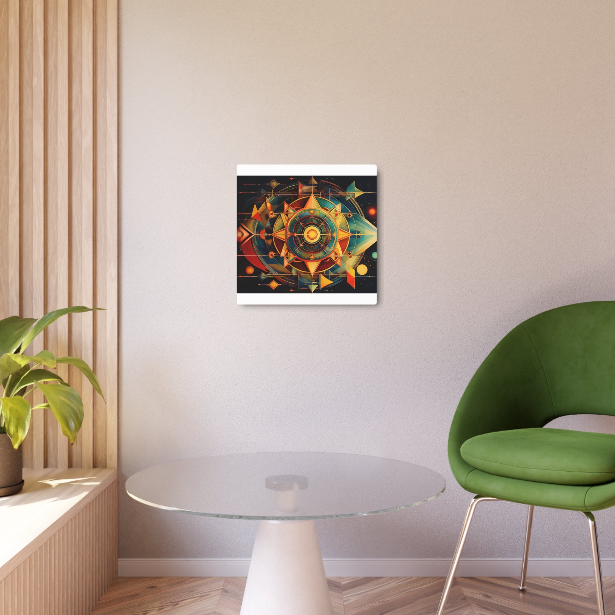 Geometric Compass Metal Art Sign — Abstract Nautical Wall Decor