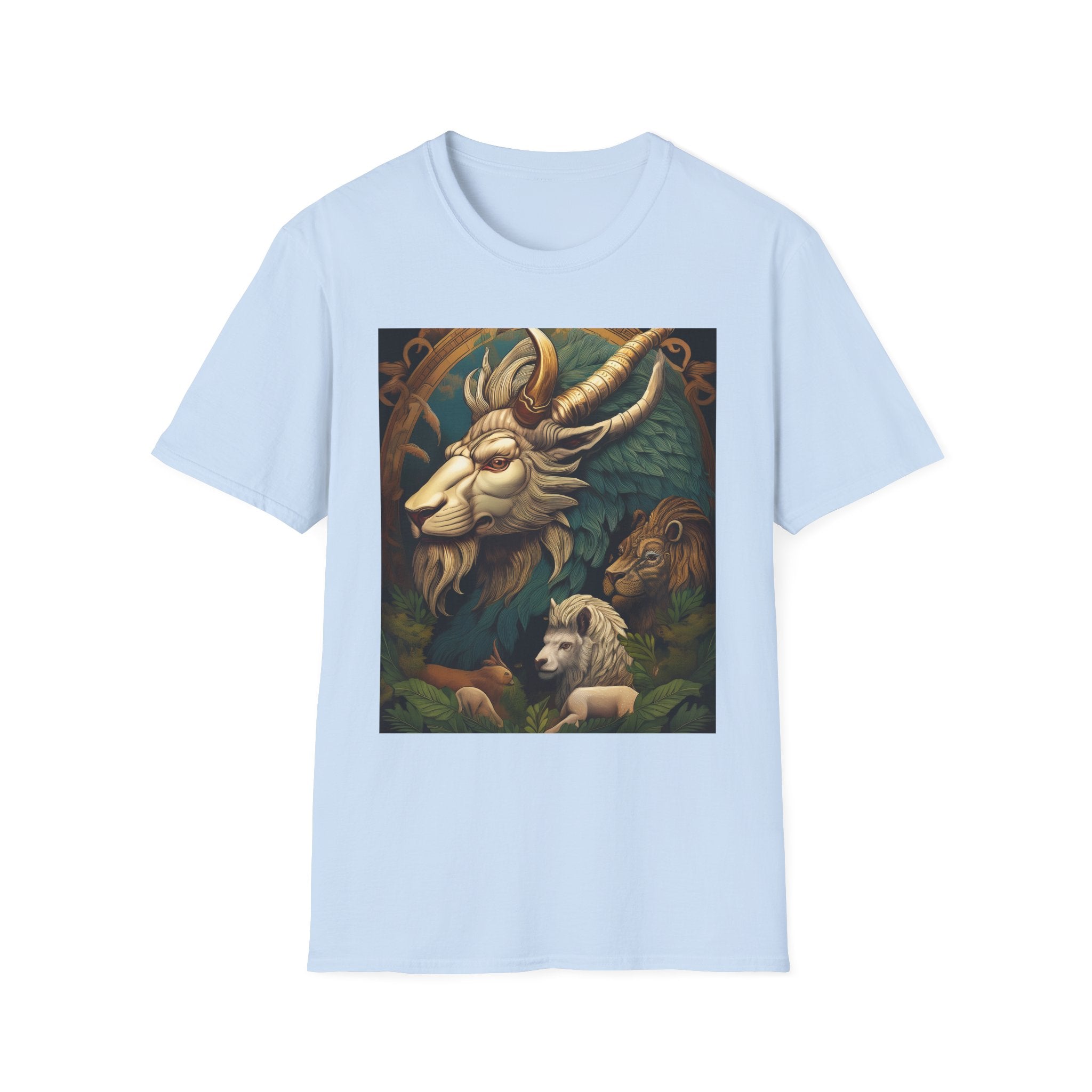 Mythical Beast Art T-Shirt — Majestic Ram & Goat Fantasy Illustration