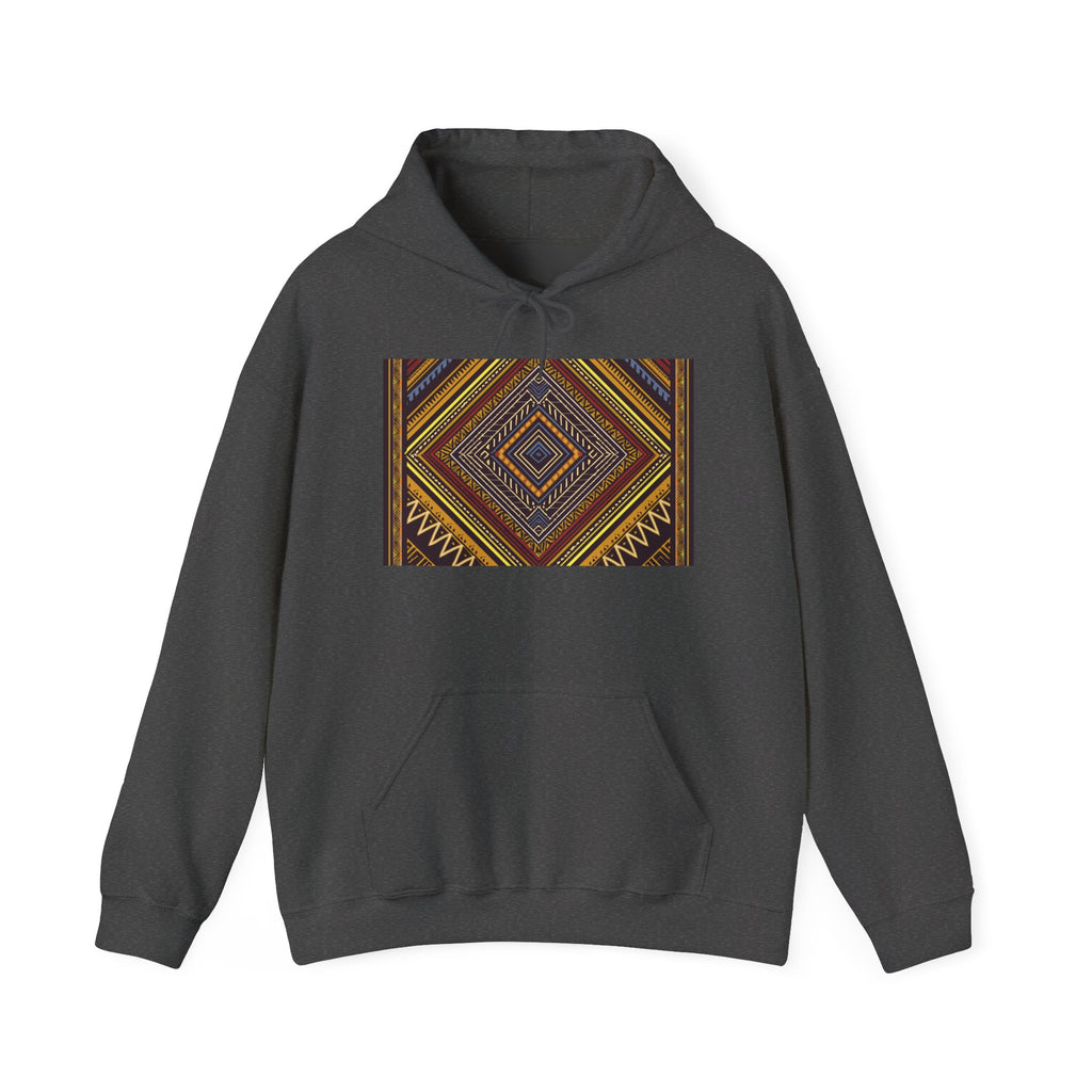 Boho Geometric Diamond Hoodie – Earthy Tribal Pattern Pullover