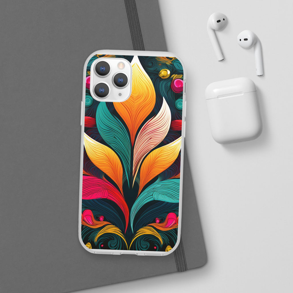 Floral Swirl Phone Case — Vibrant Boho Leaf Art Protective Cover