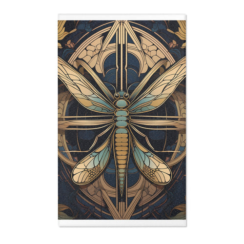 Art Nouveau Dragonfly Area Rug — Vintage Botanical Accent Rug