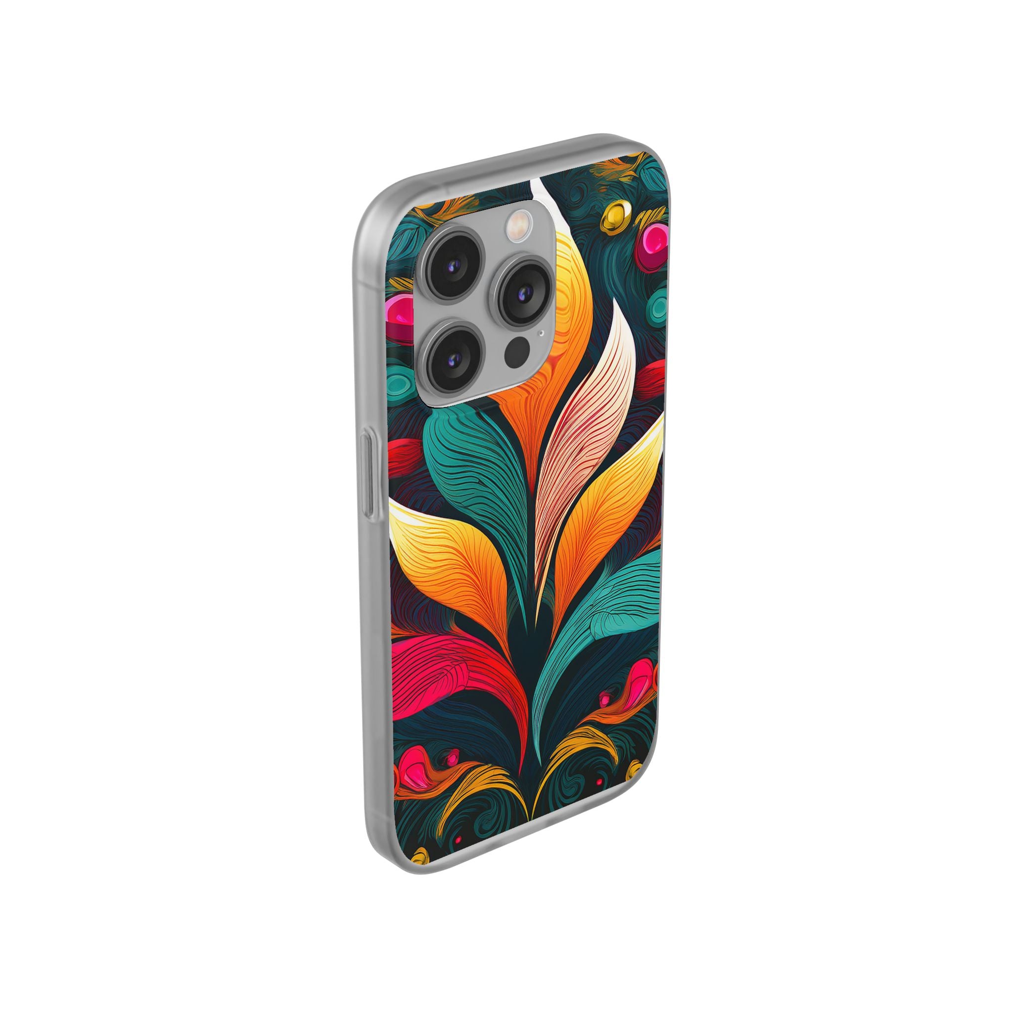Floral Swirl Phone Case — Vibrant Boho Leaf Art Protective Cover