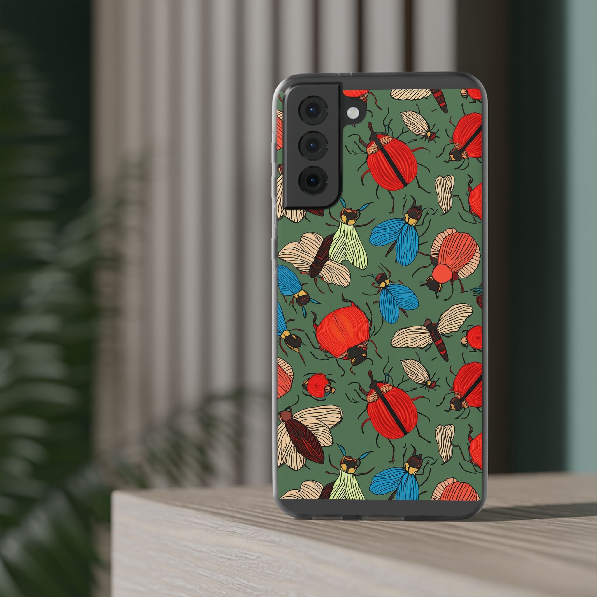 Bug Pattern Phone Case — Colorful Beetles & Flies Design