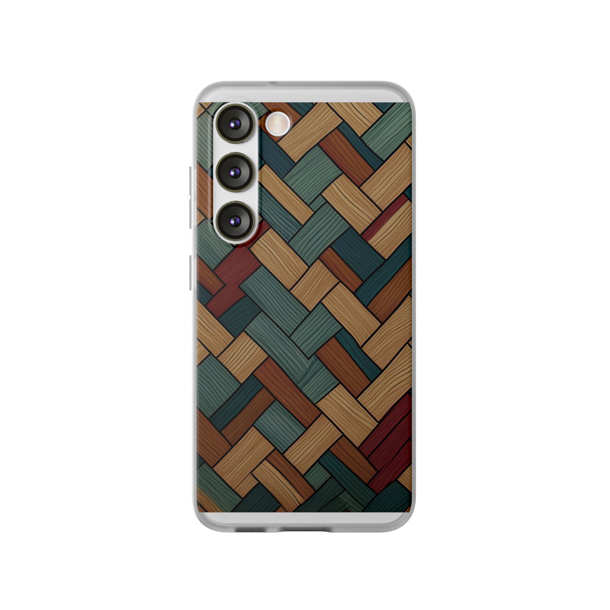 Woven Wood Pattern Phone Case — Rustic Geometric iPhone Flexi Case