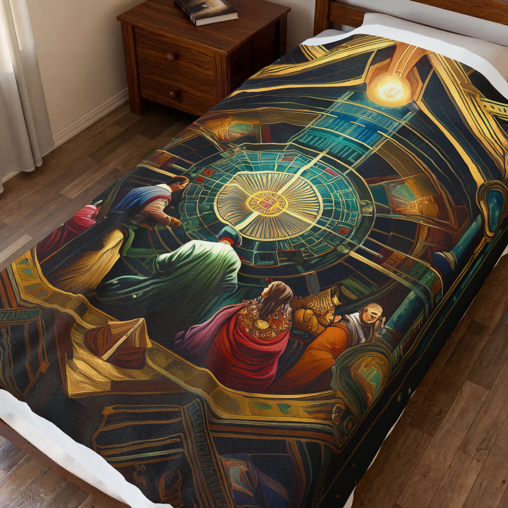 Velveteen Plush Blanket — Mystical Astrarium Tapestry Design