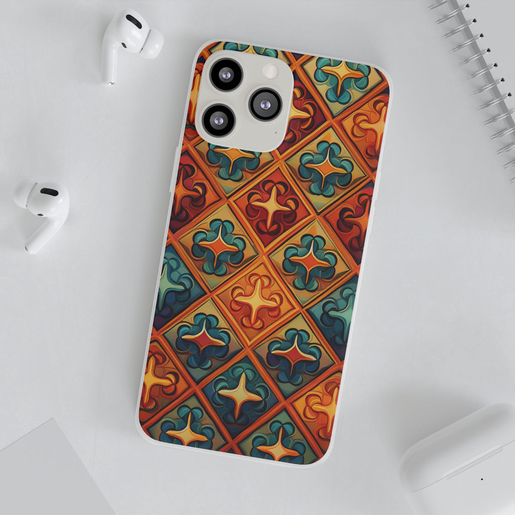 Vintage Tile Pattern Phone Case — Retro Moroccan Geometric Flexi Case
