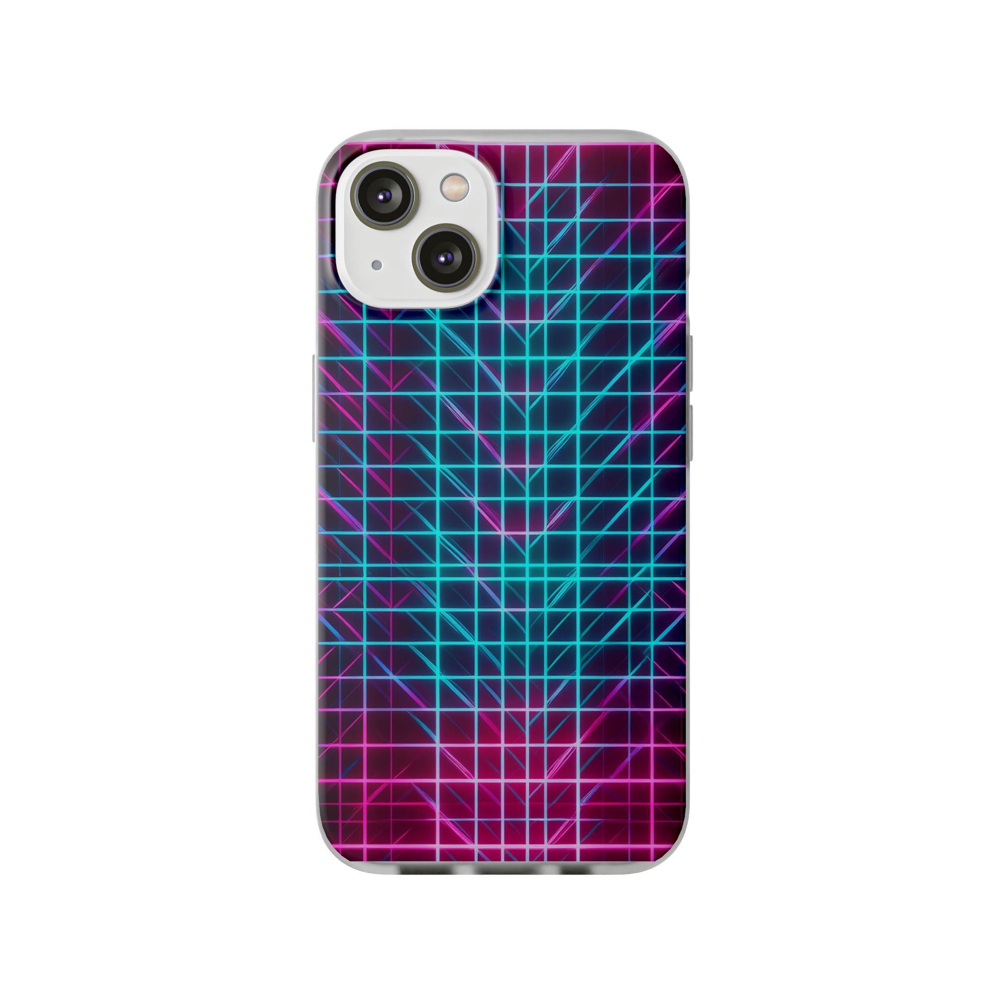 Retro Neon Grid Phone Case – 80s Vaporwave Geometric iPhone Cover