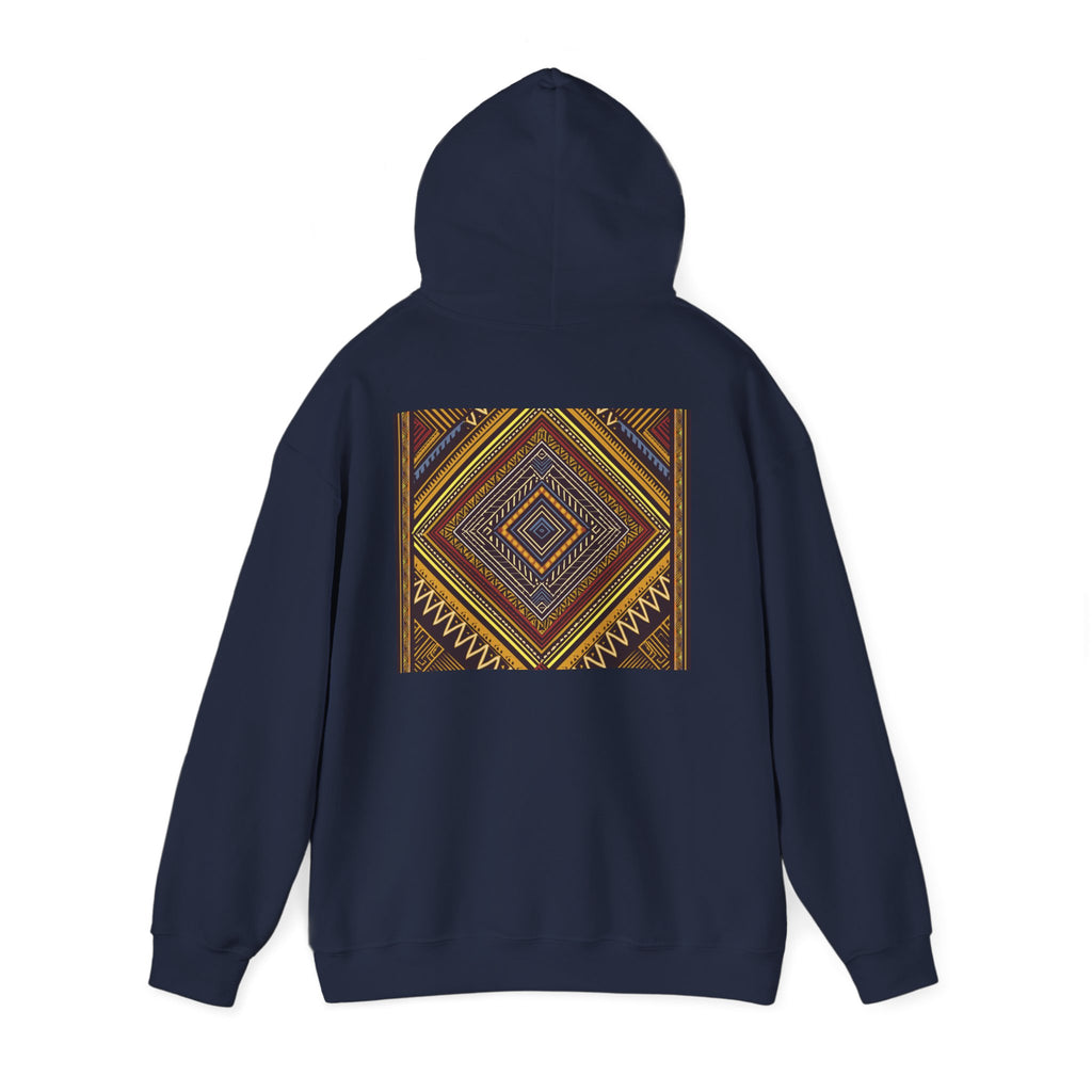Boho Geometric Diamond Hoodie – Earthy Tribal Pattern Pullover