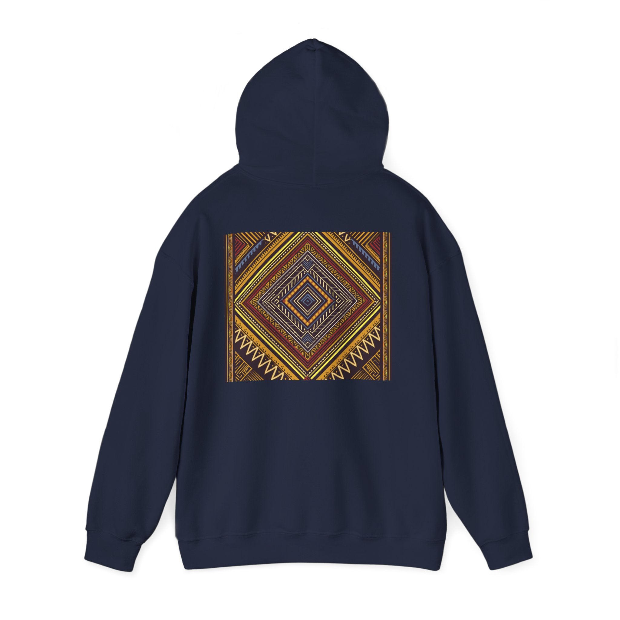 Boho Geometric Diamond Hoodie – Earthy Tribal Pattern Pullover
