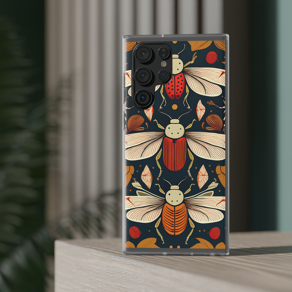Bug Pattern Phone Case — Vintage Floral Firefly Design