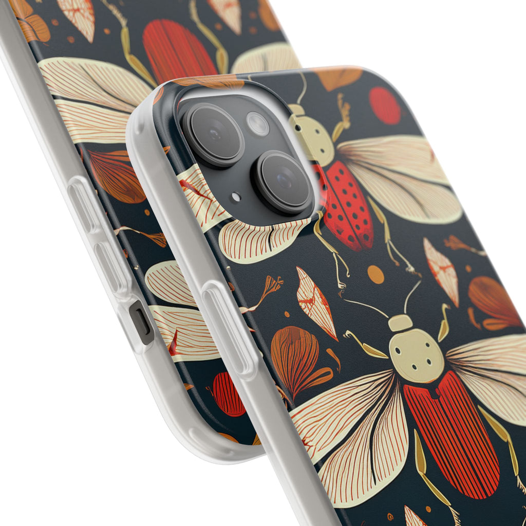 Bug Pattern Phone Case — Vintage Floral Firefly Design