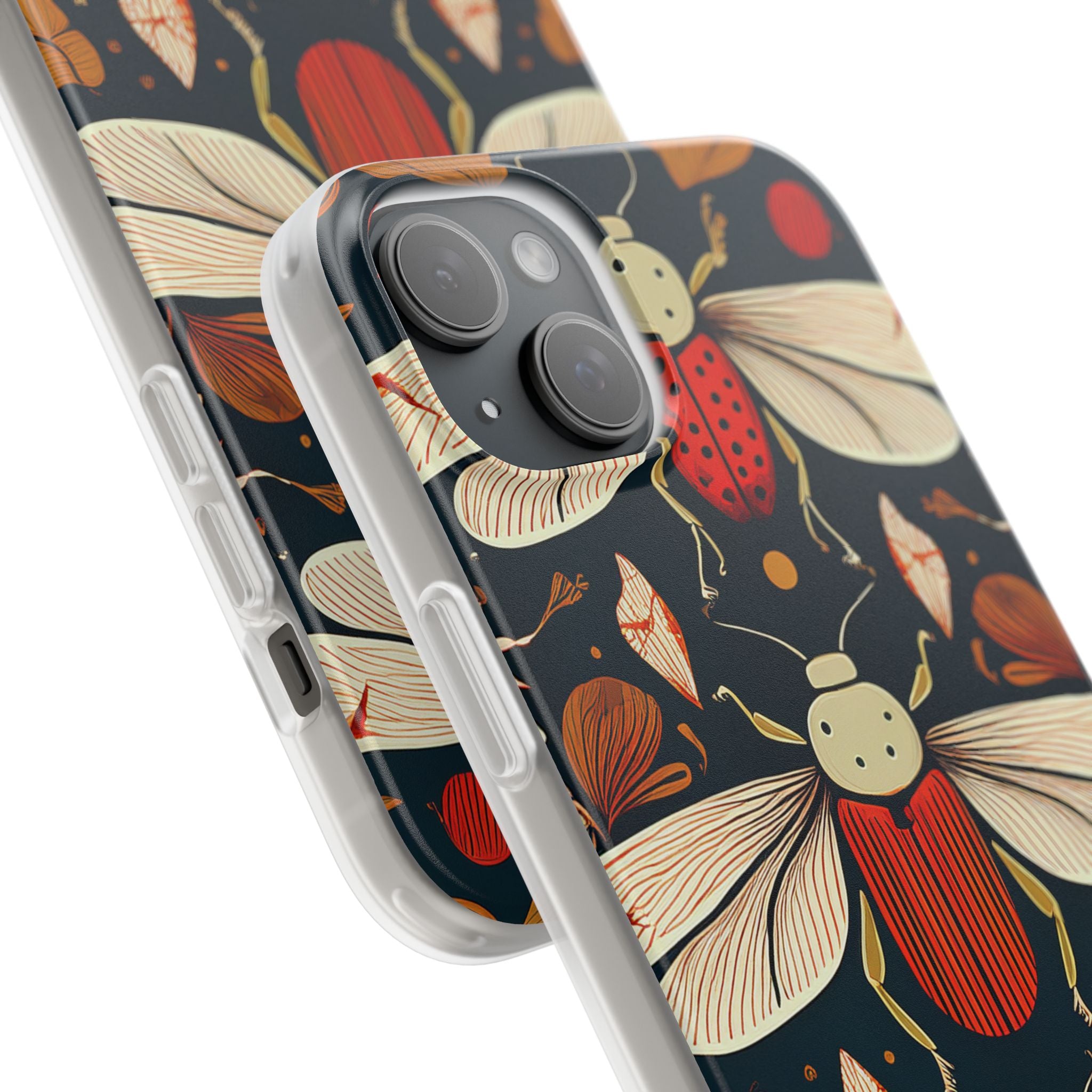Bug Pattern Phone Case — Vintage Floral Firefly Design