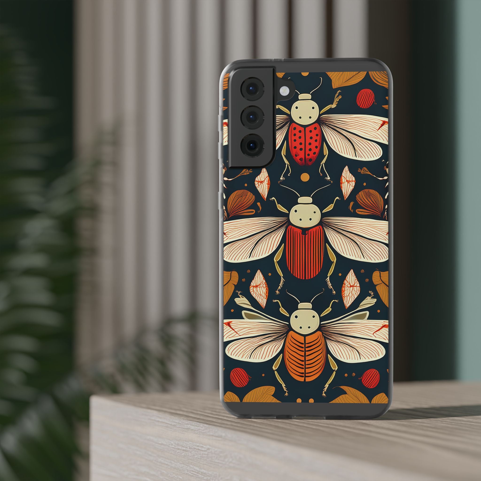 Bug Pattern Phone Case — Vintage Floral Firefly Design