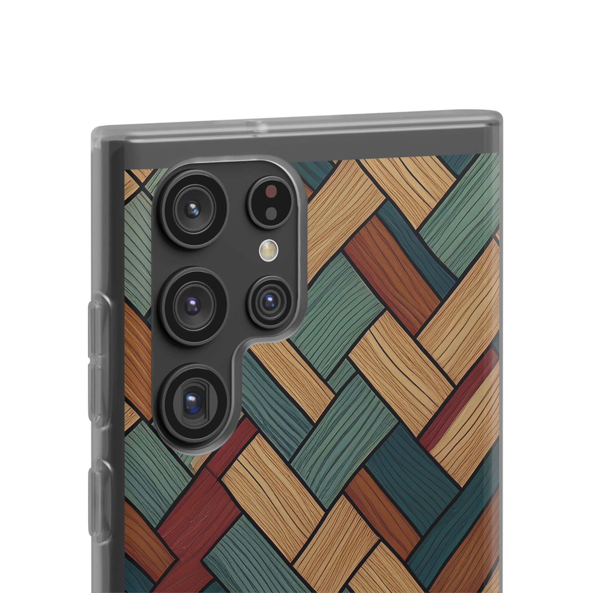 Woven Wood Pattern Phone Case — Rustic Geometric iPhone Flexi Case
