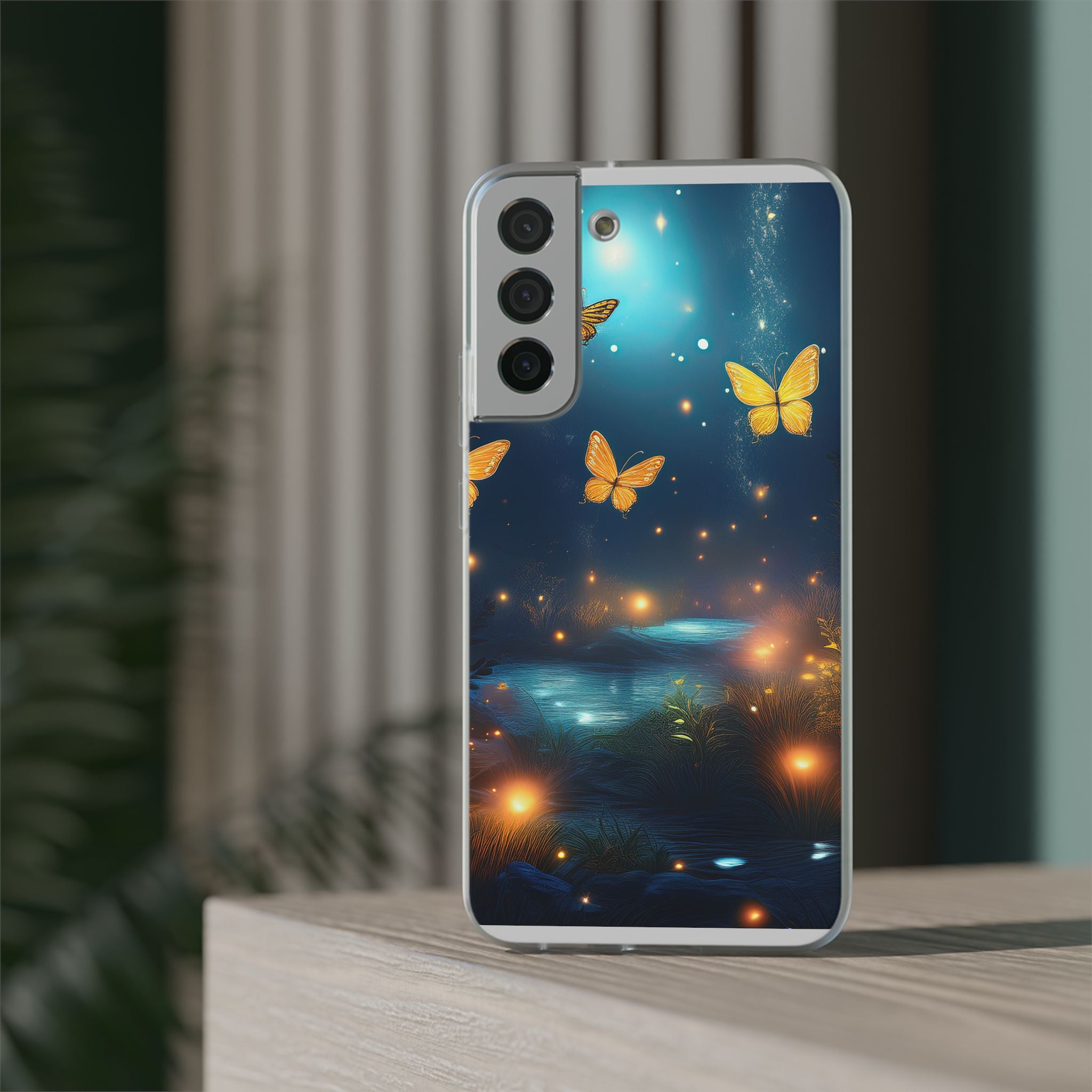 Butterfly Night Sky Phone Case – Glowing Firefly Fantasy for iPhone