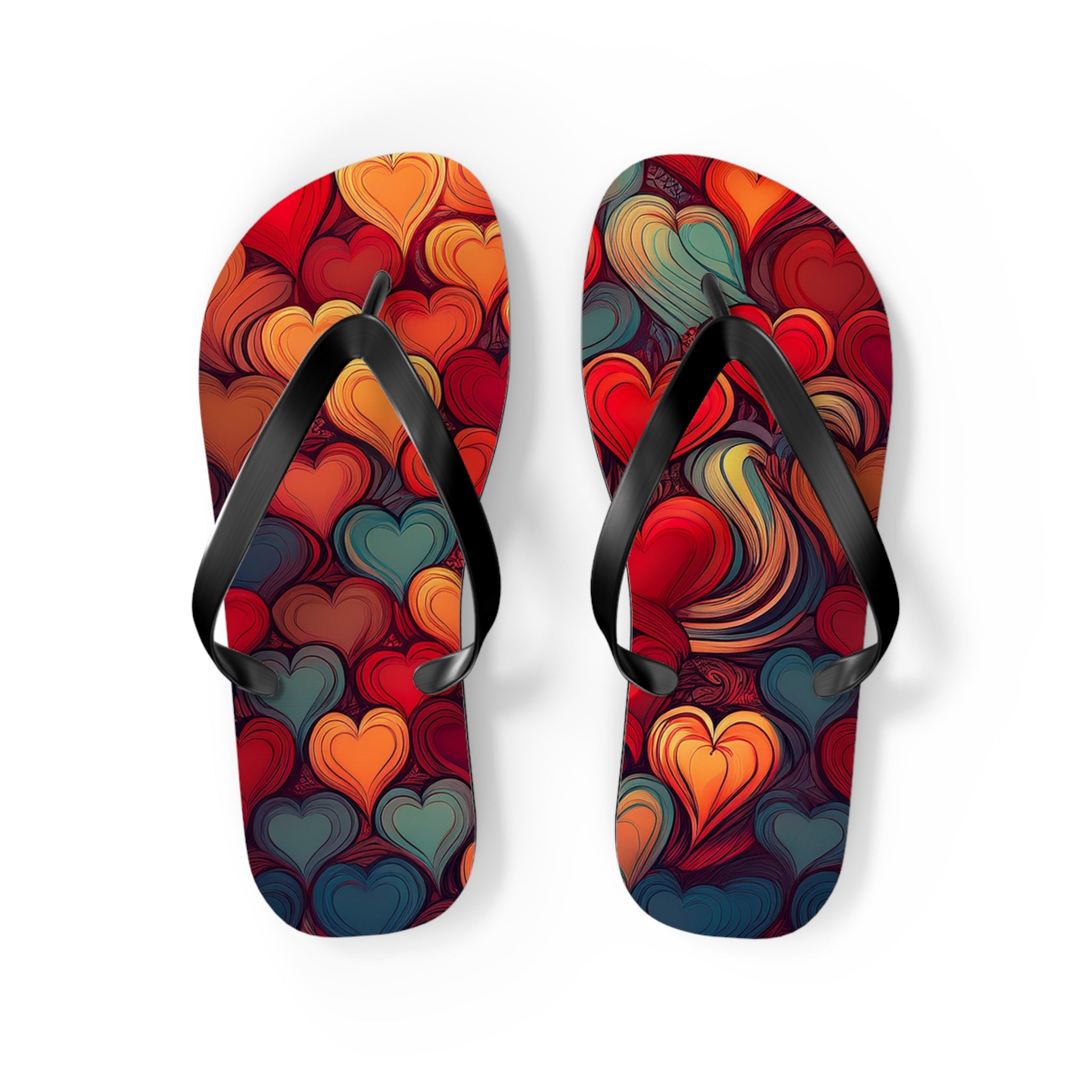 Heart Pattern Flip Flops — Colorful Romantic Summer Sandals