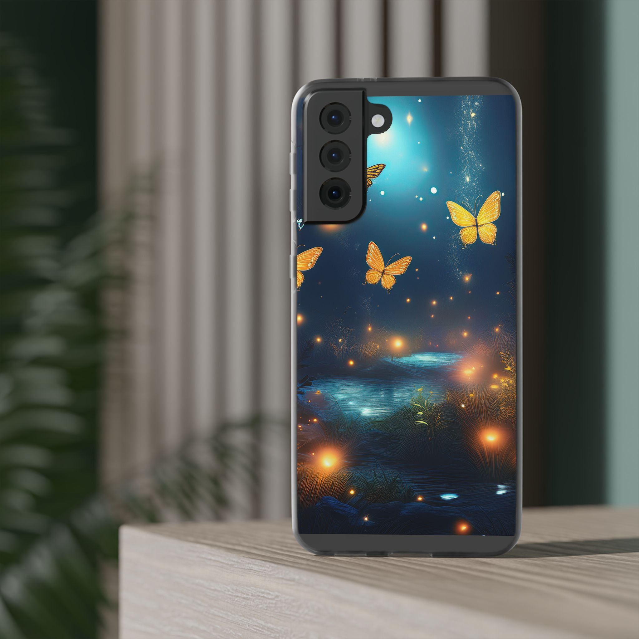 Butterfly Night Sky Phone Case – Glowing Firefly Fantasy for iPhone