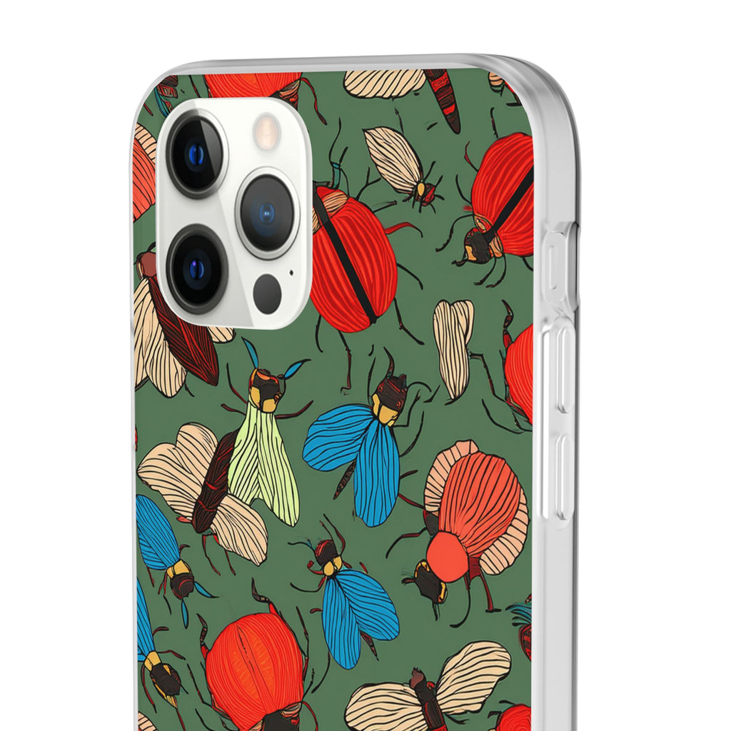 Bug Pattern Phone Case — Colorful Beetles & Flies Design