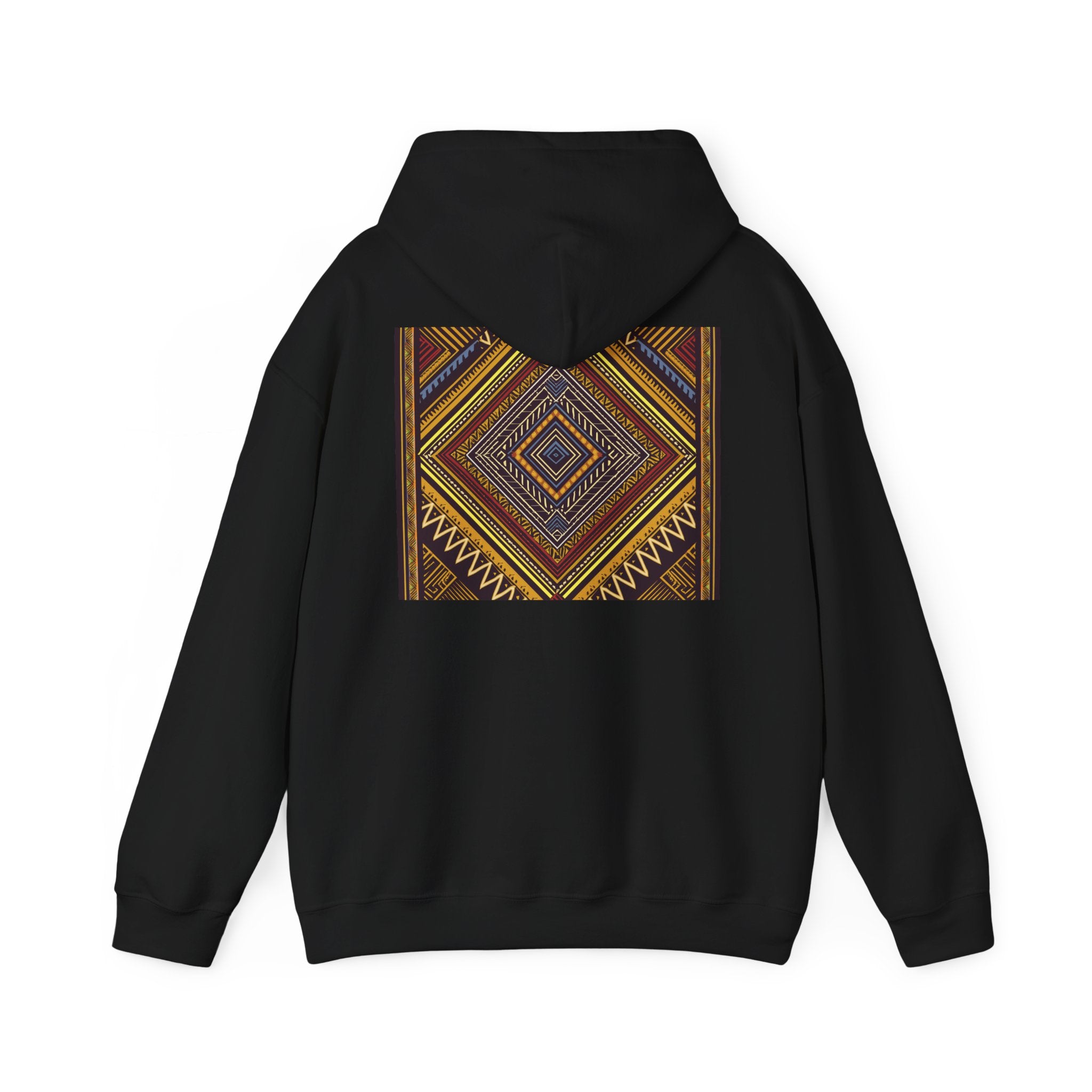 Boho Geometric Diamond Hoodie – Earthy Tribal Pattern Pullover
