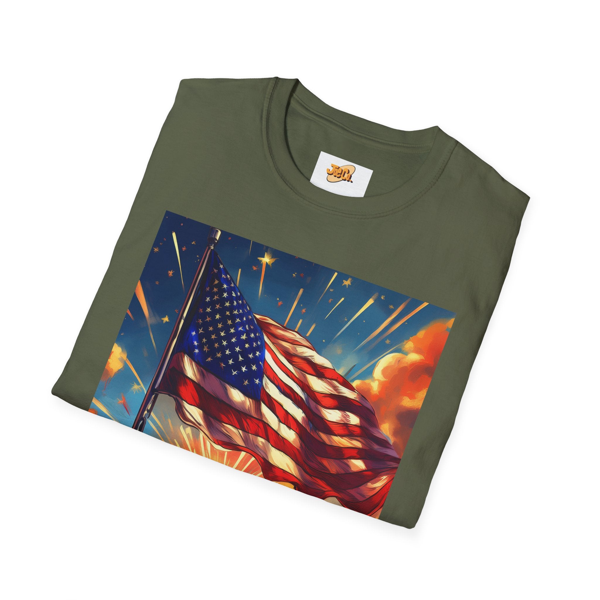 American Flag Sunrise T-Shirt — Patriotic USA Sunset Graphic Tee