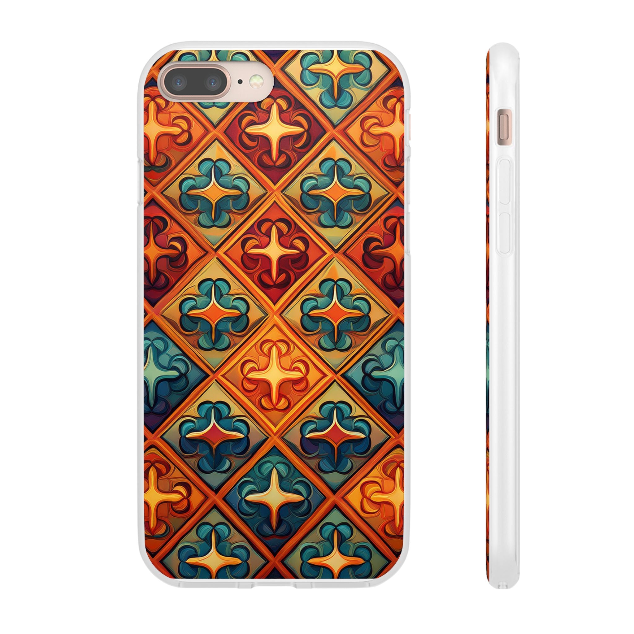 Vintage Tile Pattern Phone Case — Retro Moroccan Geometric Flexi Case