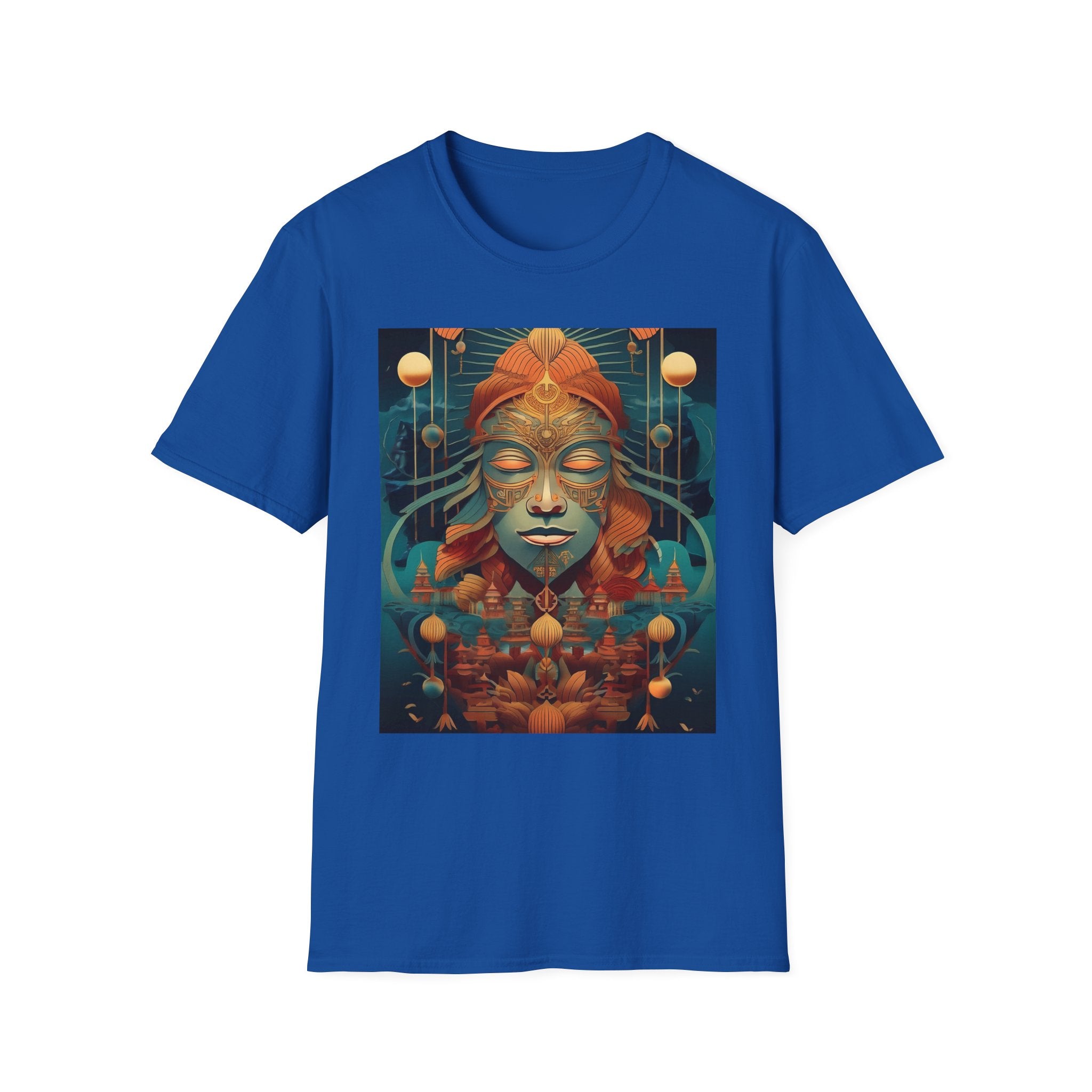 Meditative Goddess T-Shirt — Tranquil Floral Face Art Tee