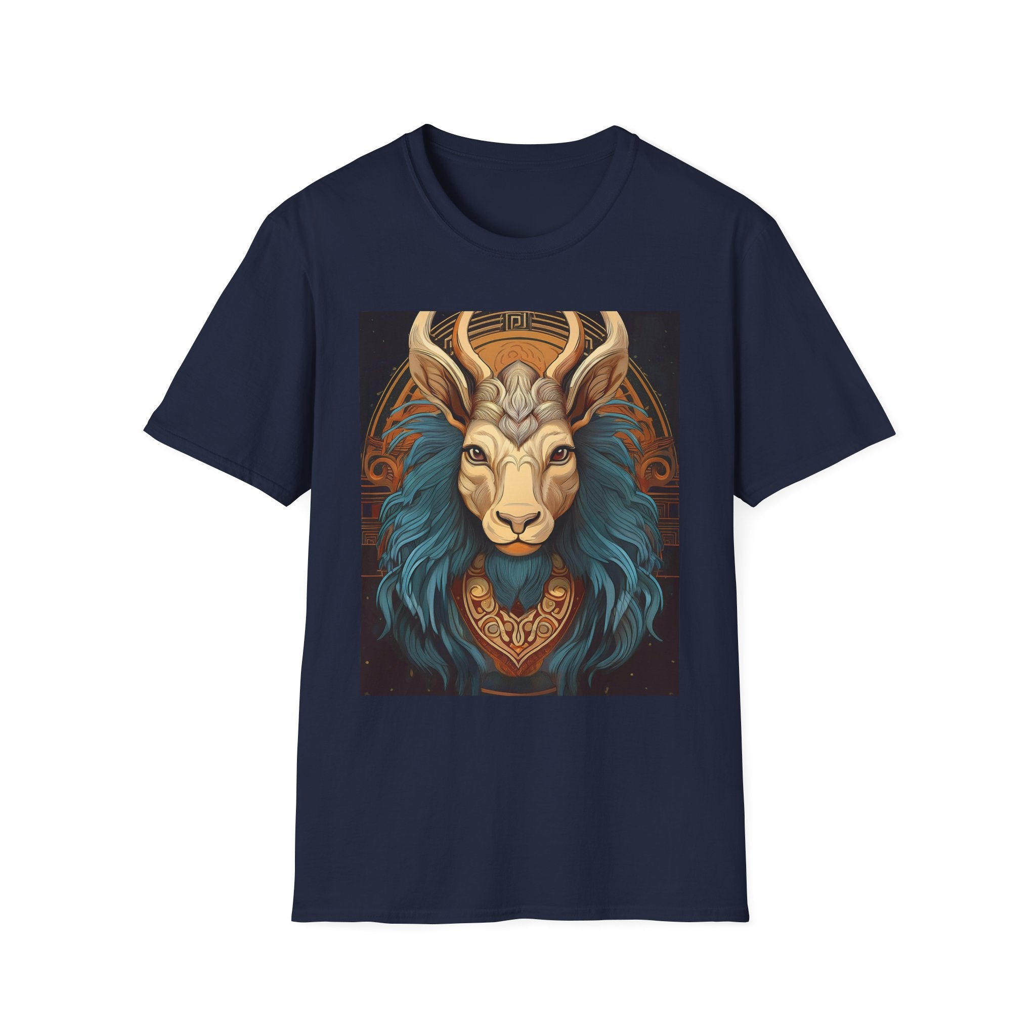 Mythic Ram Graphic T-Shirt — Ornate Zodiac/Leo-Inspired Art