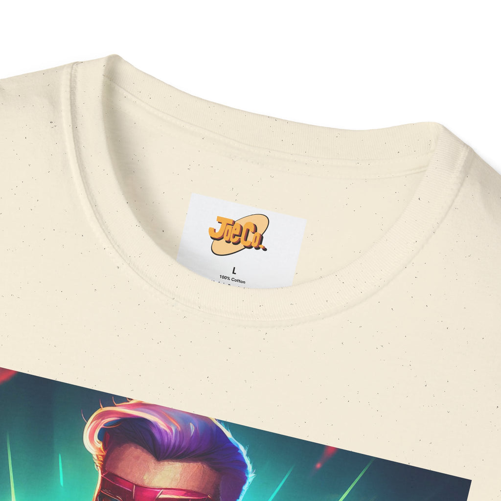 Superhero Graphic T-Shirt — Retro Neon Captain Chest Emblem