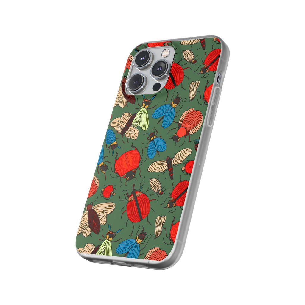 Bug Pattern Phone Case — Colorful Beetles & Flies Design