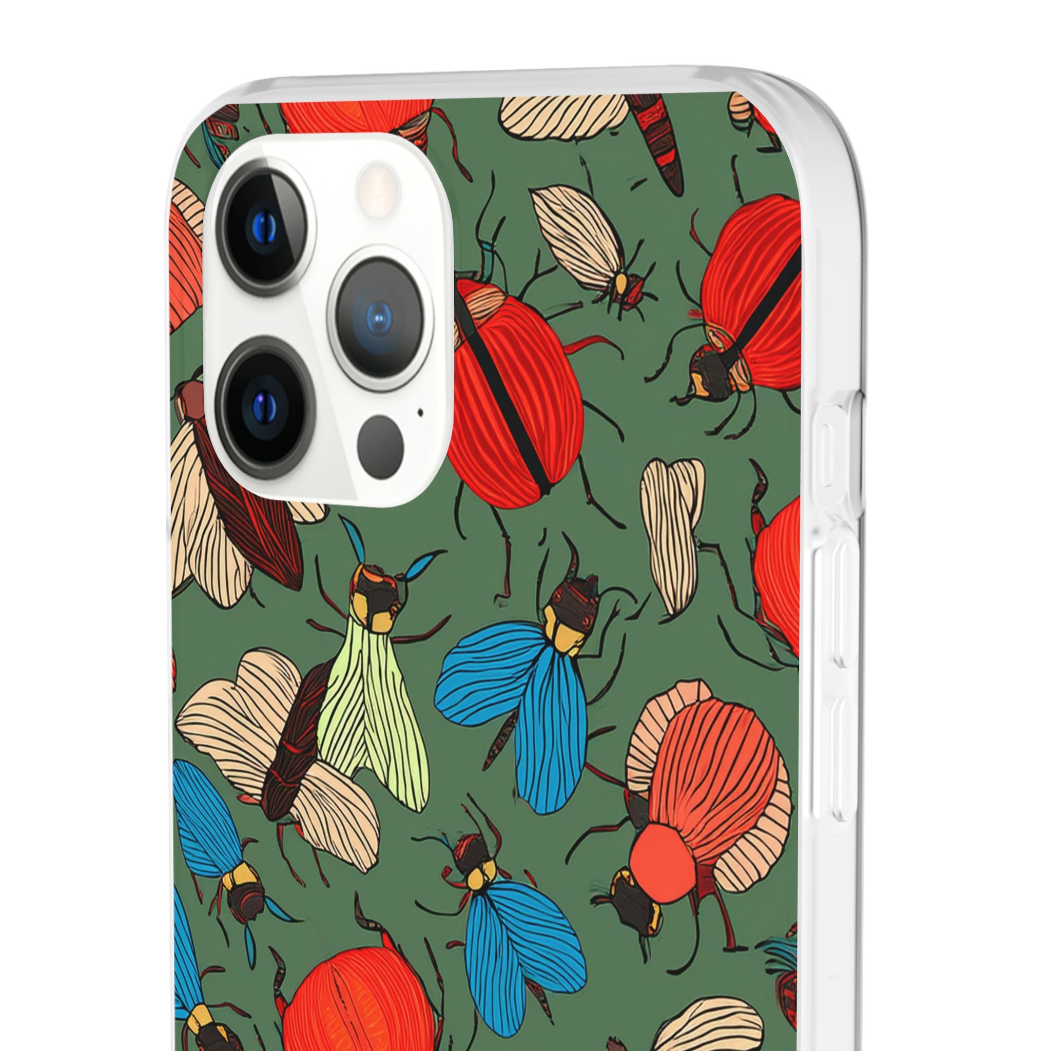 Bug Pattern Phone Case — Colorful Beetles & Flies Design