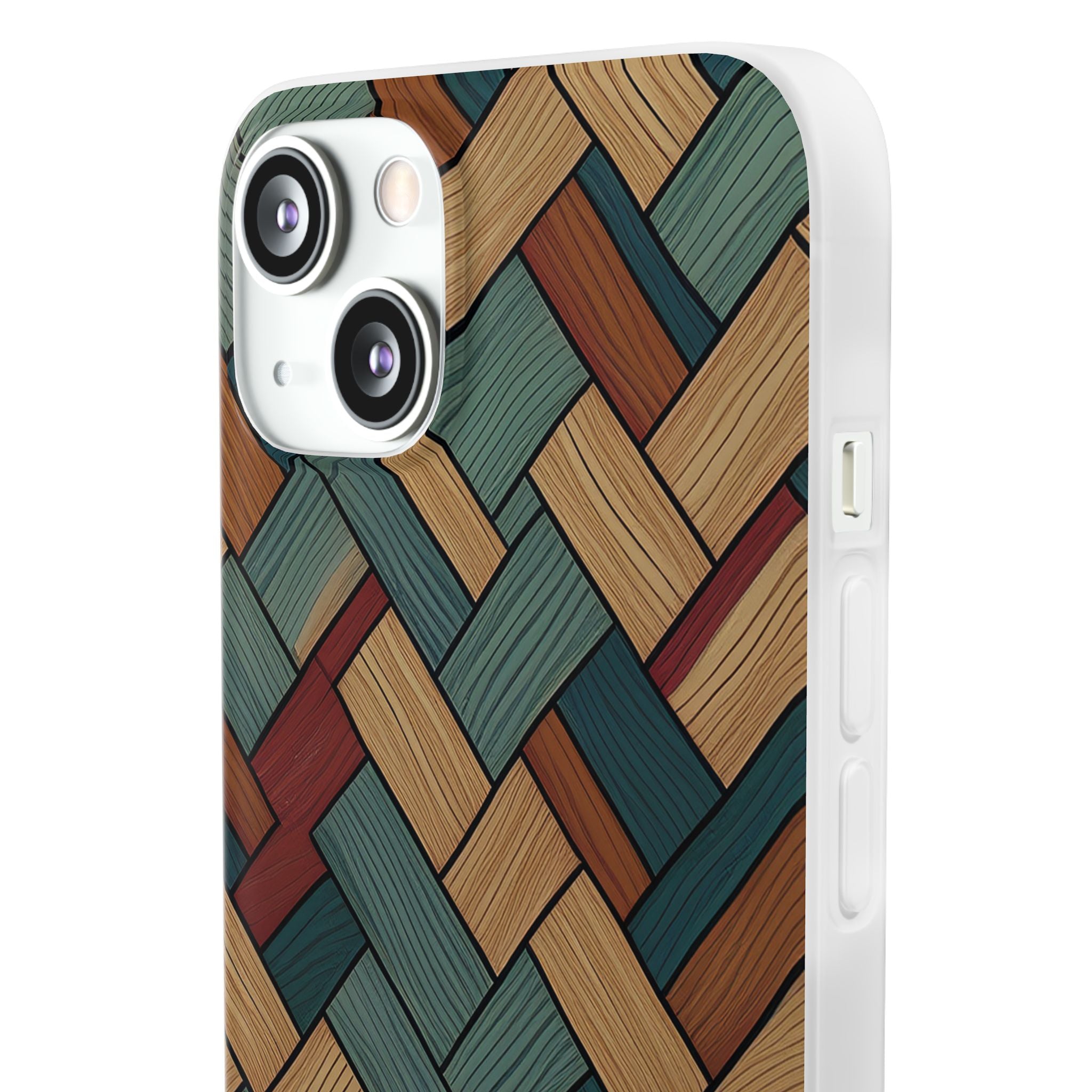 Woven Wood Pattern Phone Case — Rustic Geometric iPhone Flexi Case