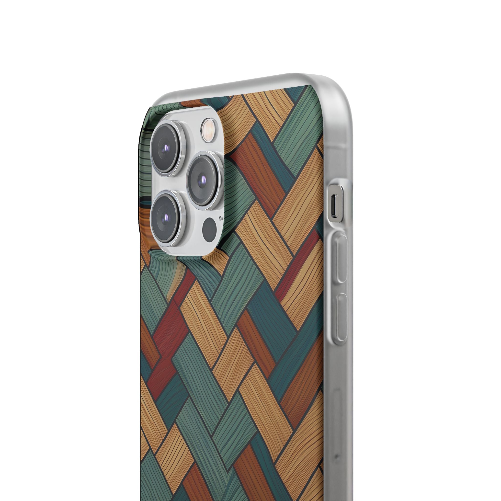 Woven Wood Pattern Phone Case — Rustic Geometric iPhone Flexi Case