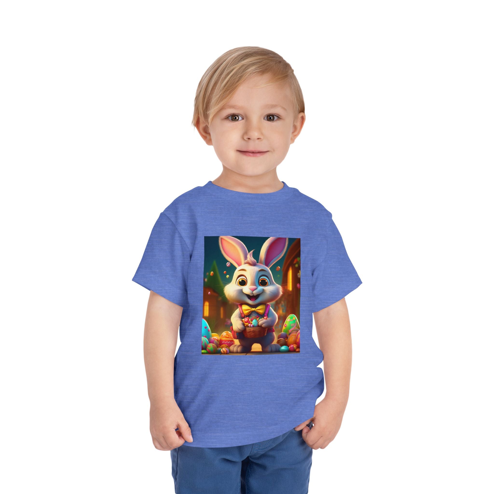 Easter Bunny Toddler Tee — Cute Bunny with Eggs Graphic Shirt