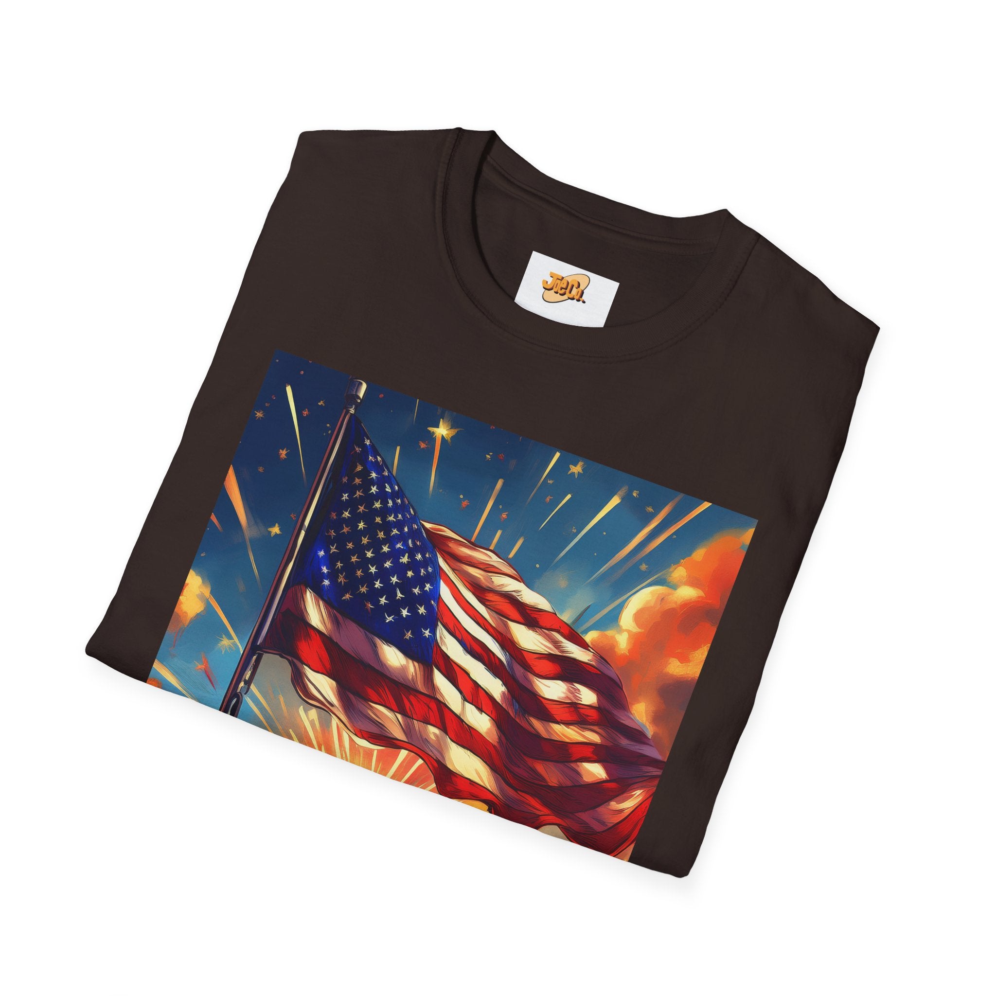American Flag Sunrise T-Shirt — Patriotic USA Sunset Graphic Tee