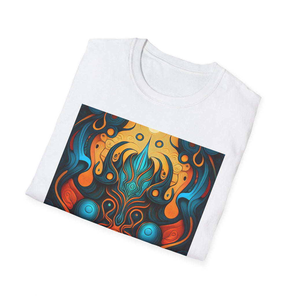 Psychedelic Abstract Mask T-Shirt — Vibrant Tribal Floral Art Tee
