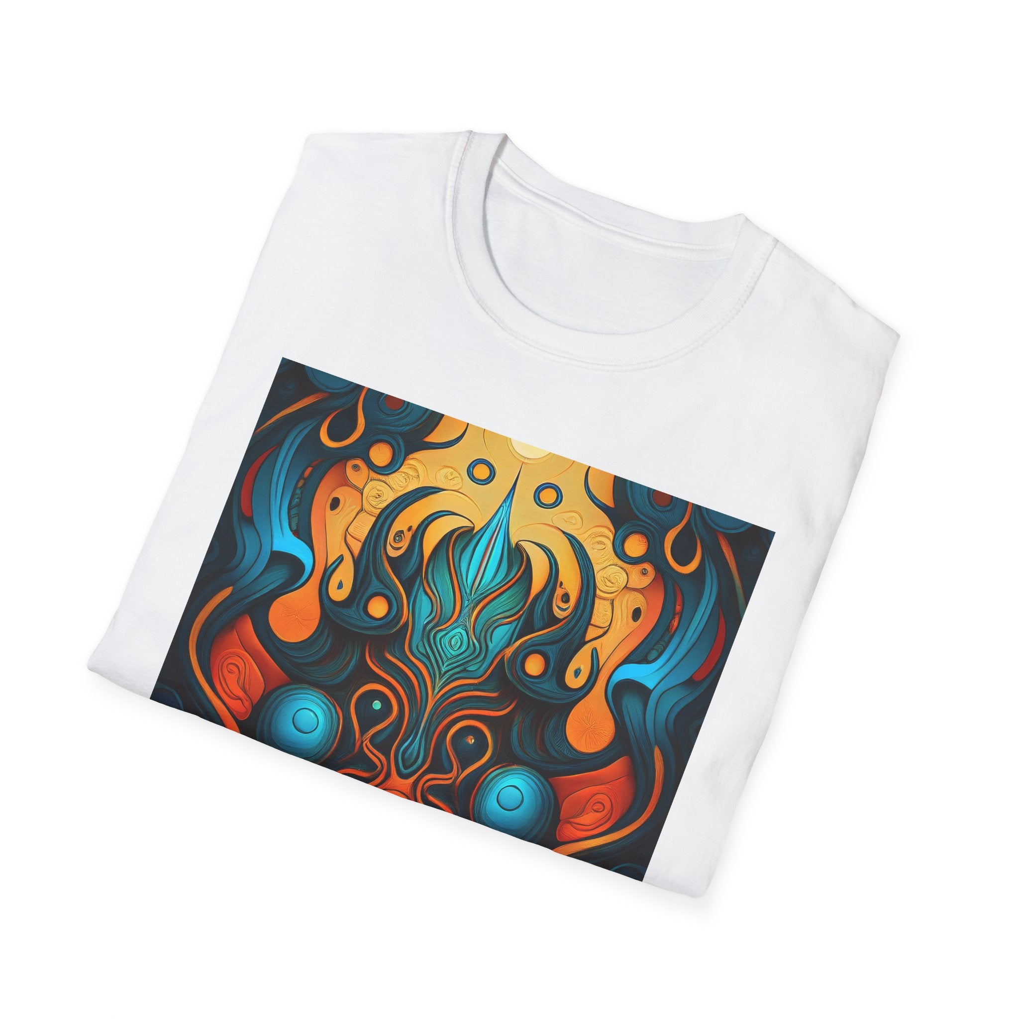 Psychedelic Abstract Mask T-Shirt — Vibrant Tribal Floral Art Tee