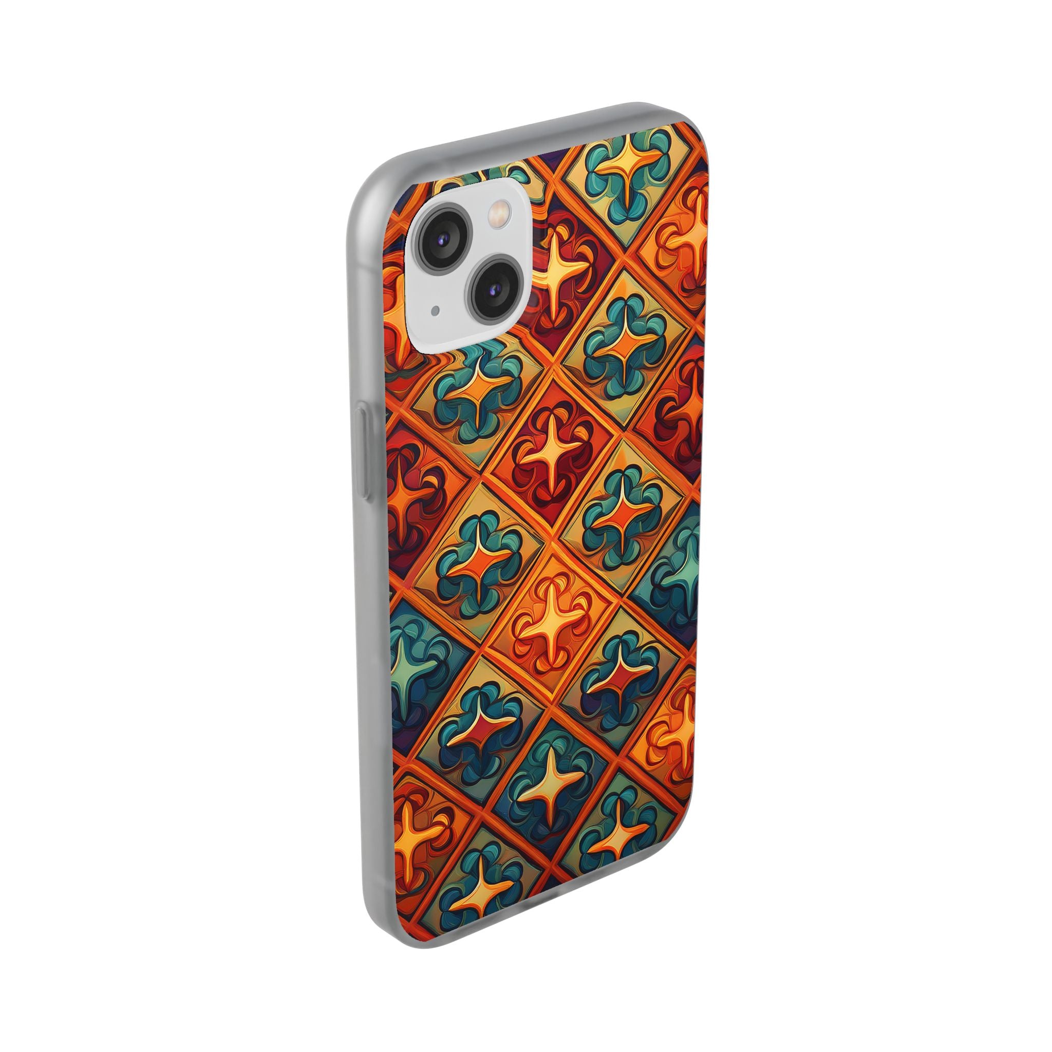 Vintage Tile Pattern Phone Case — Retro Moroccan Geometric Flexi Case