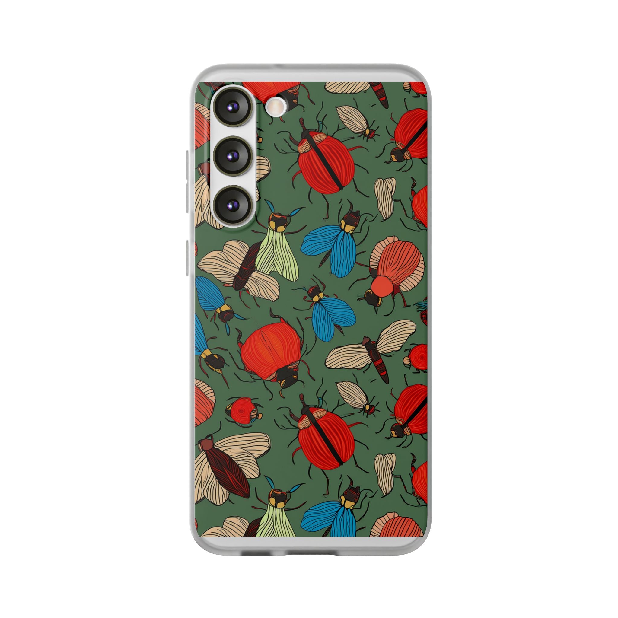 Bug Pattern Phone Case — Colorful Beetles & Flies Design