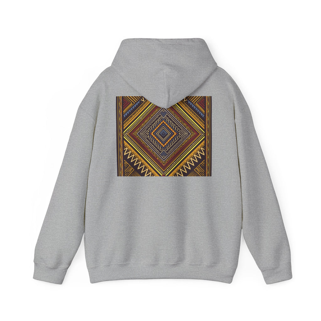 Boho Geometric Diamond Hoodie – Earthy Tribal Pattern Pullover